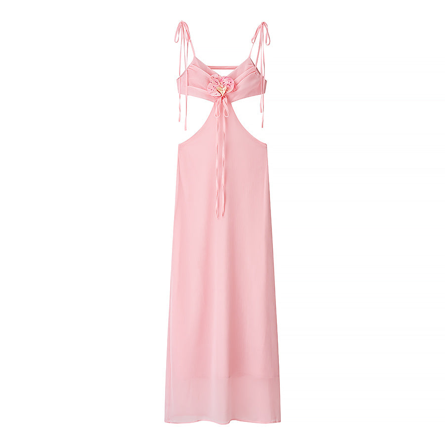 Women Clothing Summer Sexy Floral Decoration Cropped Outfit Sling Dress by Ragazza