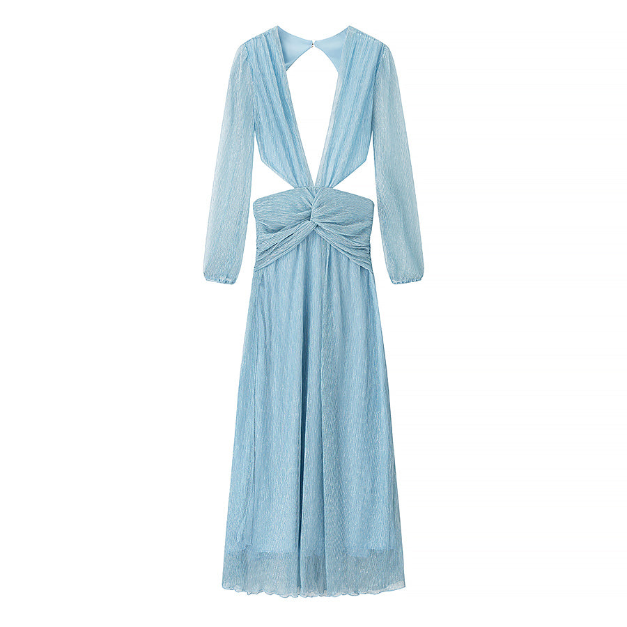 Beach Vacation Sexy Dress Women Summer Cropped Outfit Solid Color Seaside Atmosphere Maxi Dress by Ragazza