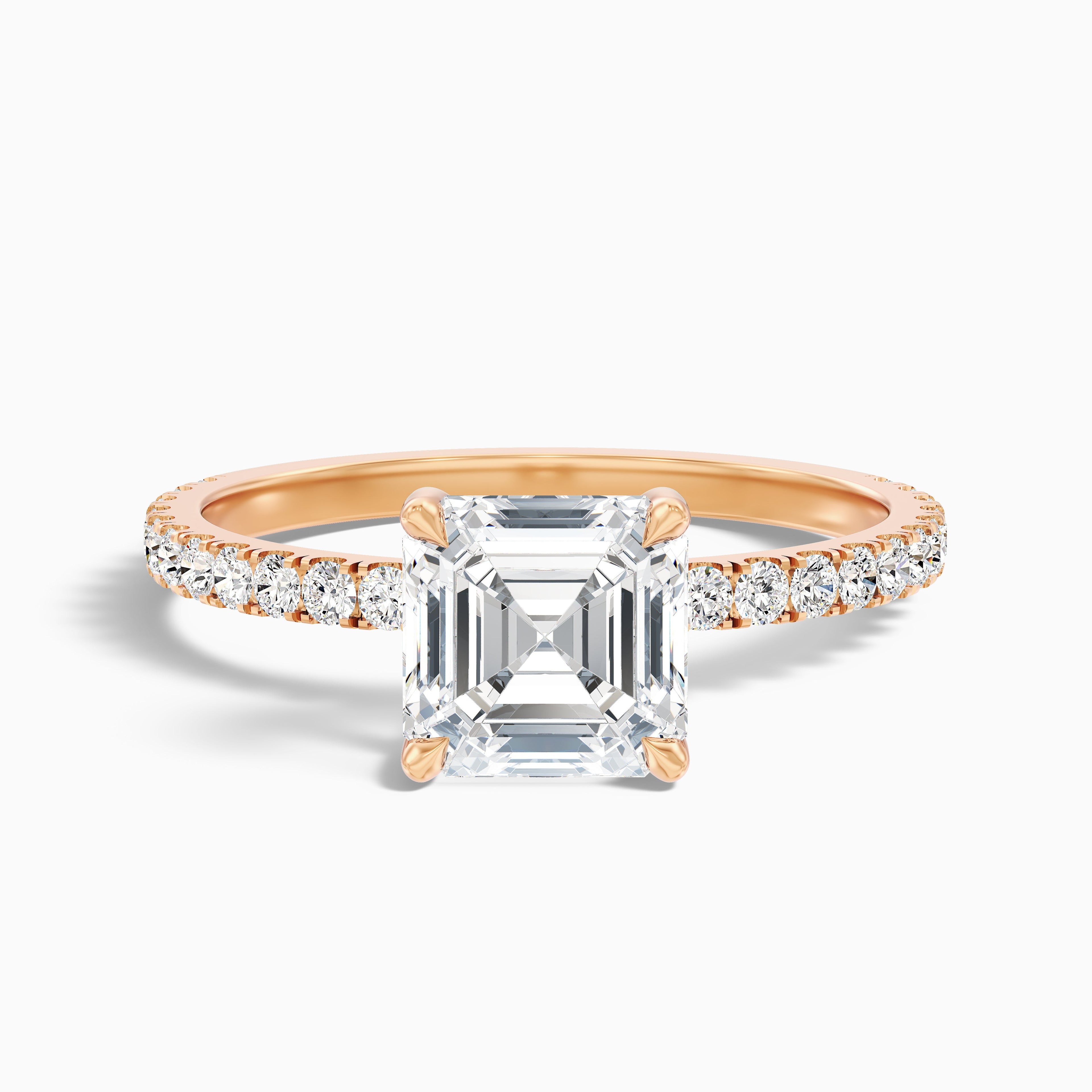 Mylie 4 Carat Asscher Cut Side Stone Pave Lab Grown Diamond Engagement Ring in Platinum