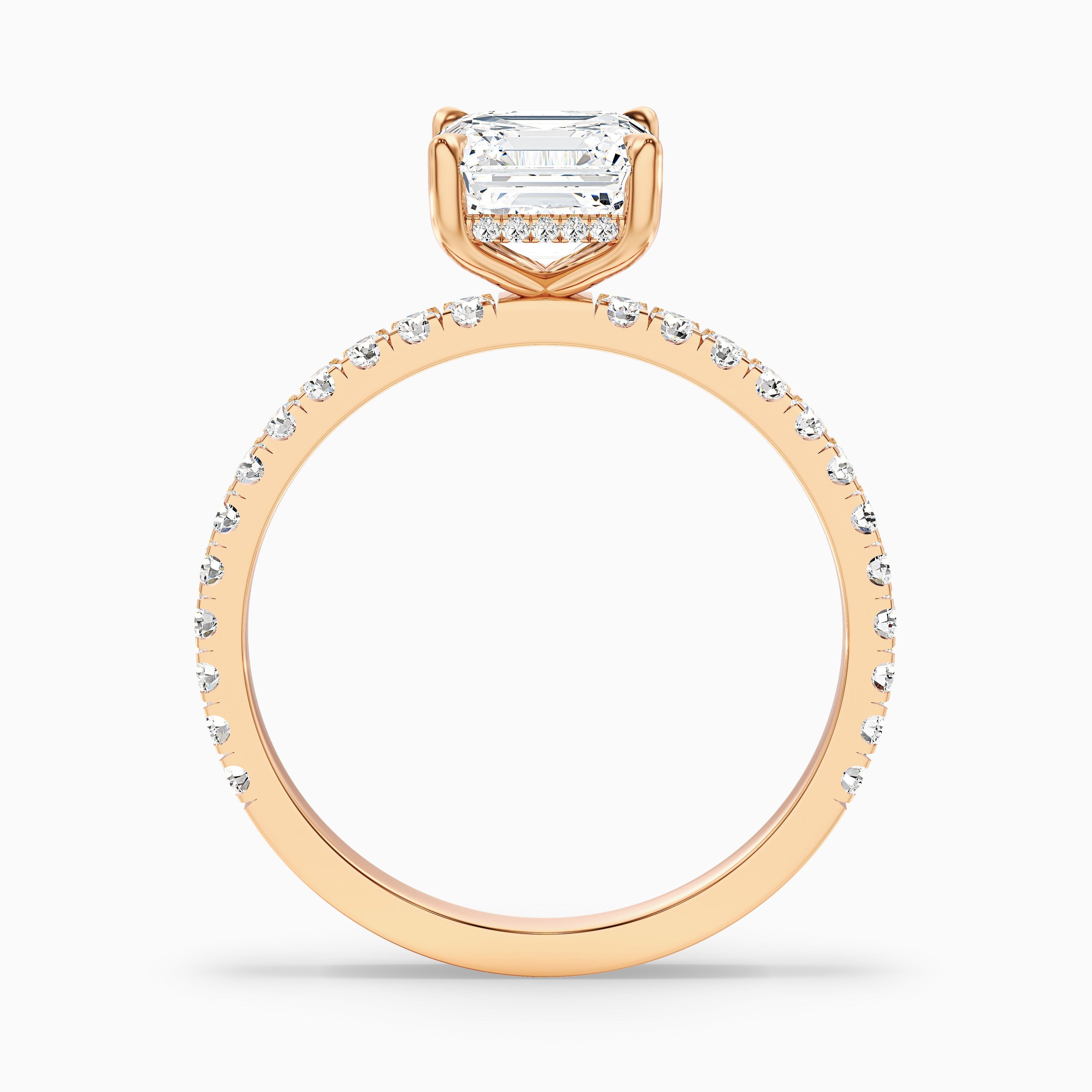 Mandy 2.5 Carat Asscher Cut Side Stone Moissanite Engagement Ring in 925 Sterling Silver