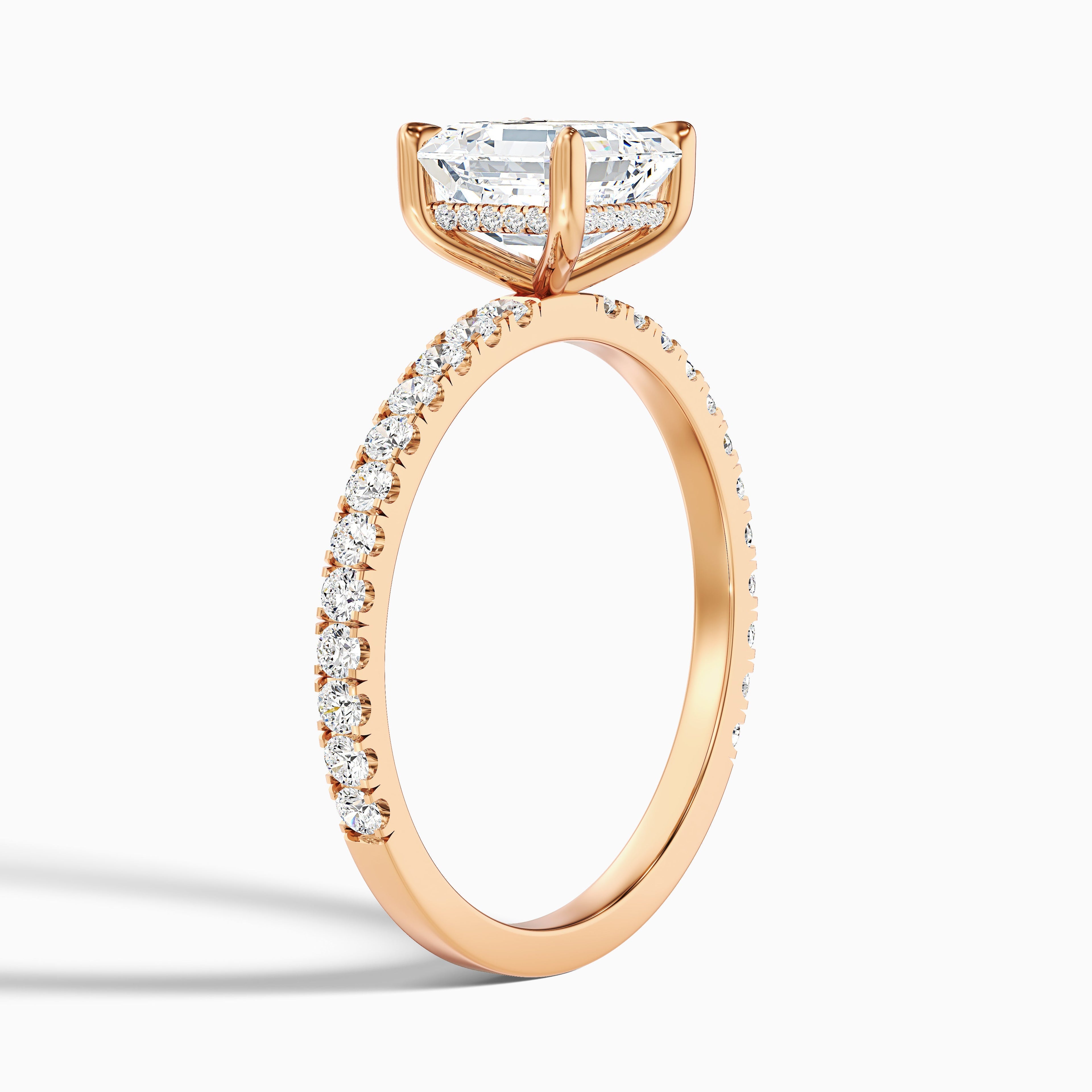 Mylie 3.5 Carat Asscher Cut Side Stone Pave Lab Grown Diamond Engagement Ring in 10k Rose Gold DestGlow