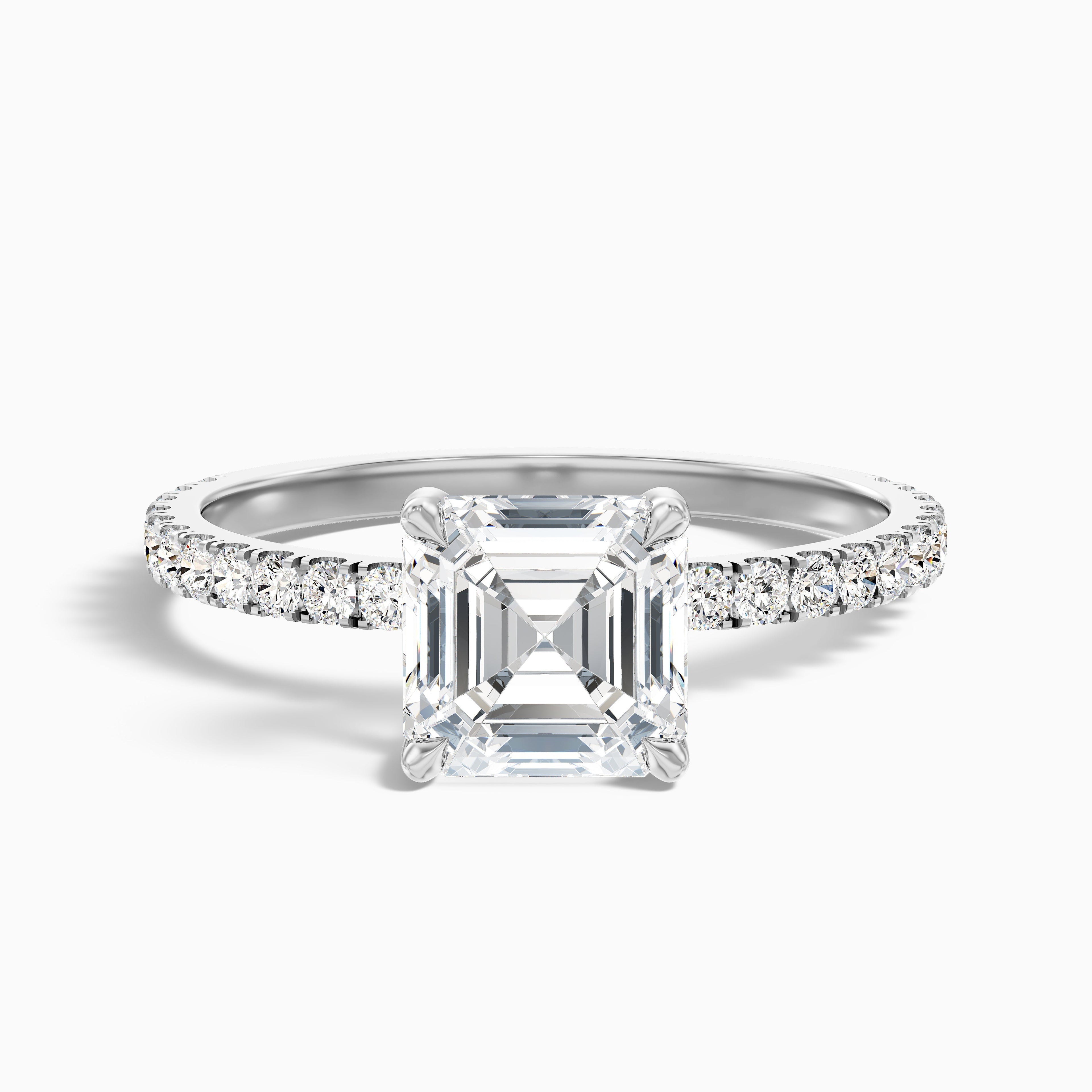 Mylie 1.5 Carat Asscher Cut Side Stone Pave Lab Grown Diamond Engagement Ring in 10k Rose Gold DestGlow