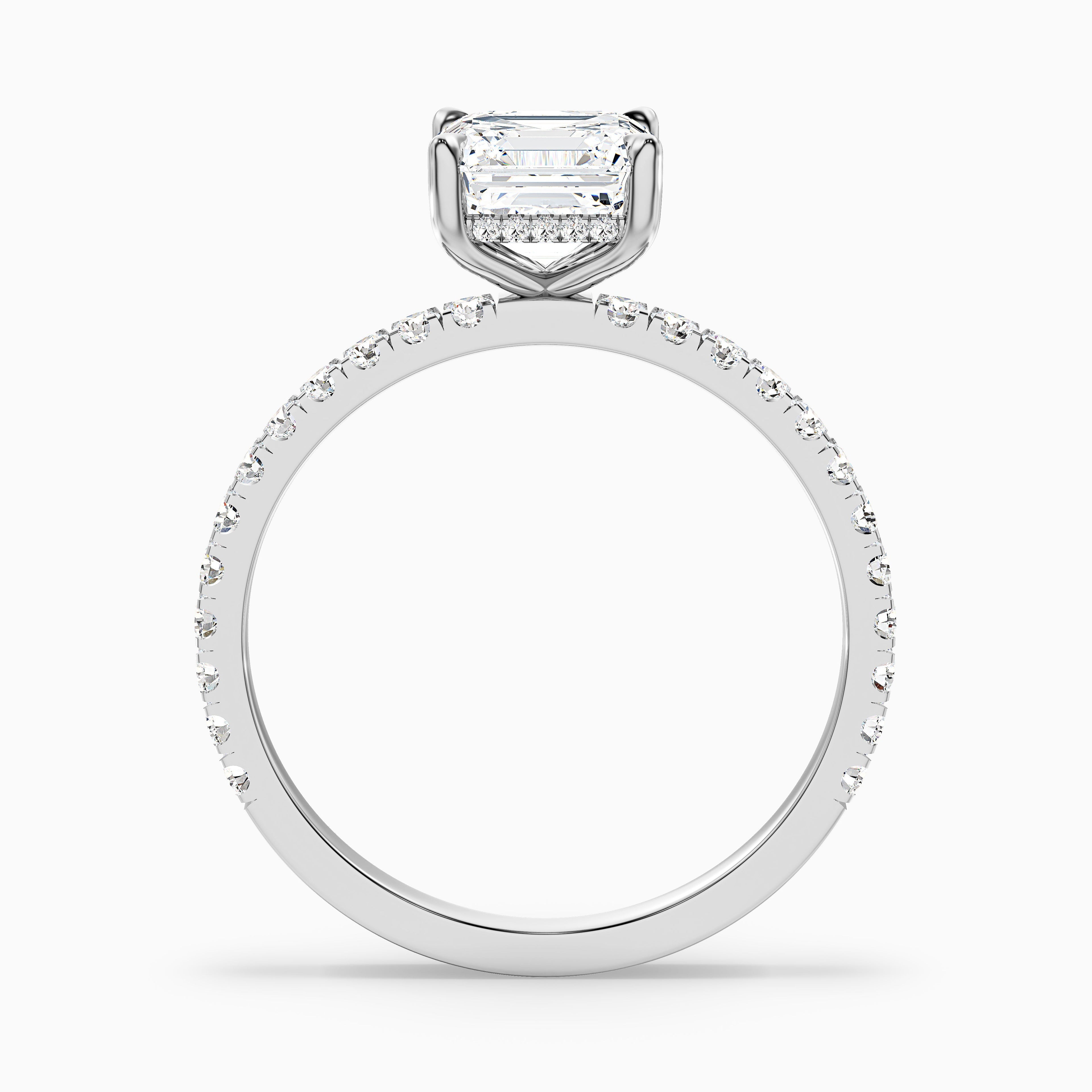 Mylie 1.5 Carat Asscher Cut Side Stone Pave Lab Grown Diamond Engagement Ring in 14k Yellow Gold