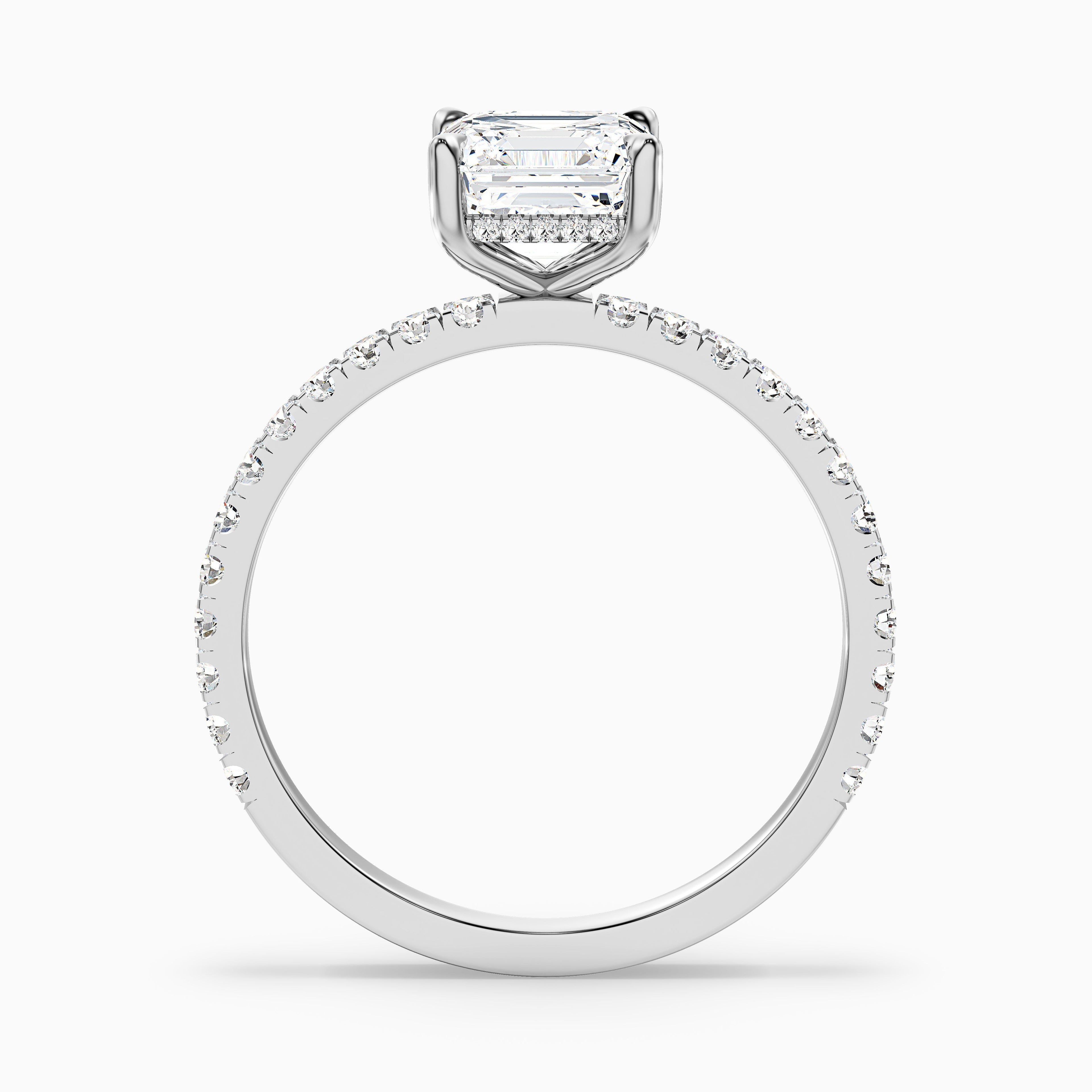 Mylie 4 Carat Asscher Cut Side Stone Pave Lab Grown Diamond Engagement Ring in 925 Sterling Silver