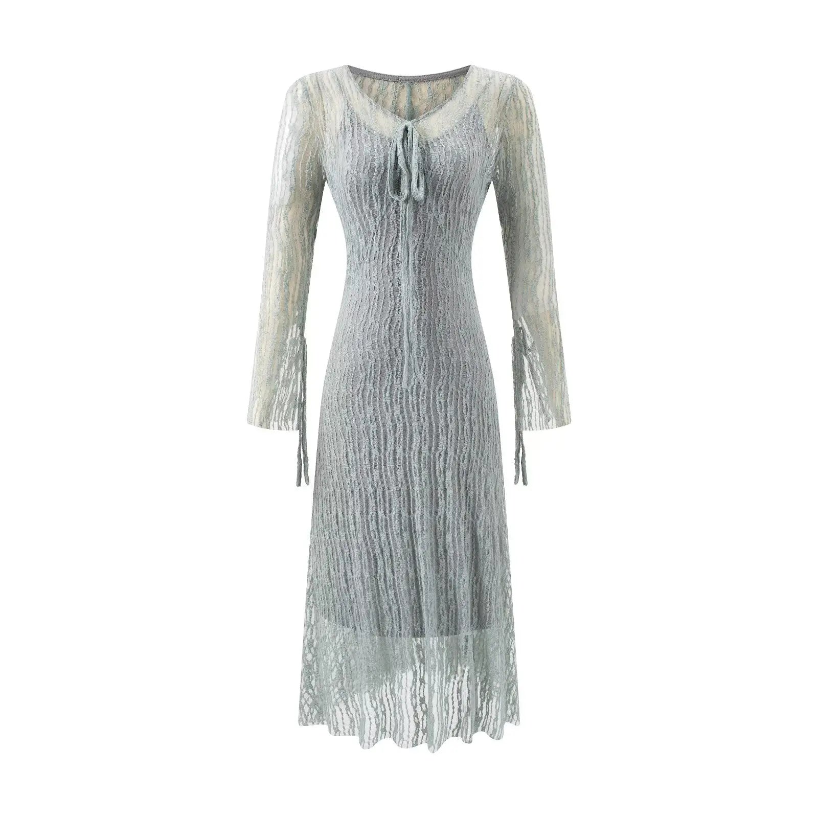Summer Vintage Adult Woman Casual Drawstring Strap Flattering Figure Dress