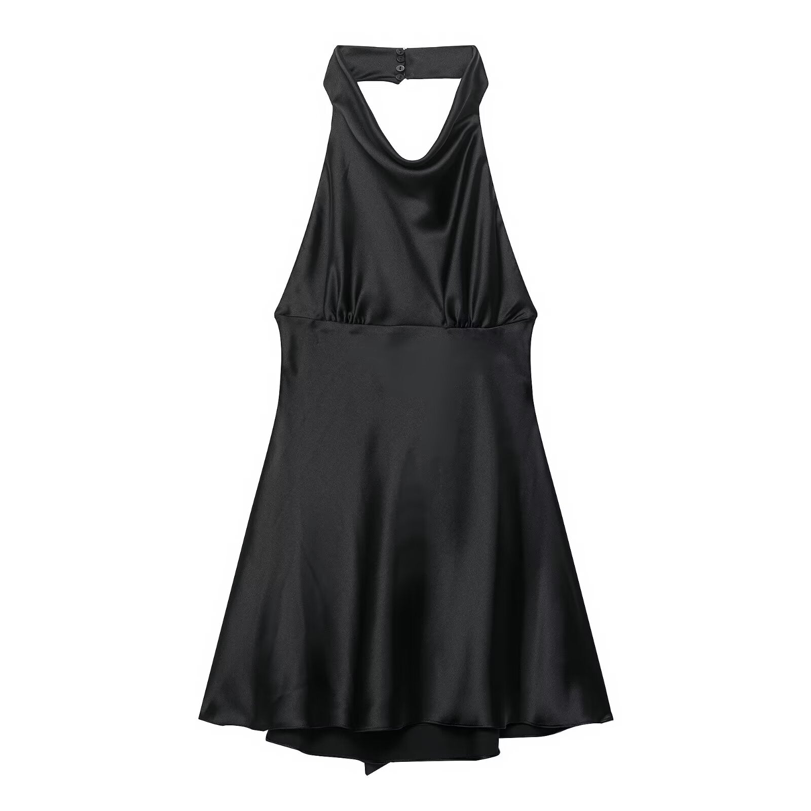 Women Clothing French Silk Satin Texture Waist Tight Halter Short Dress by Ragazza