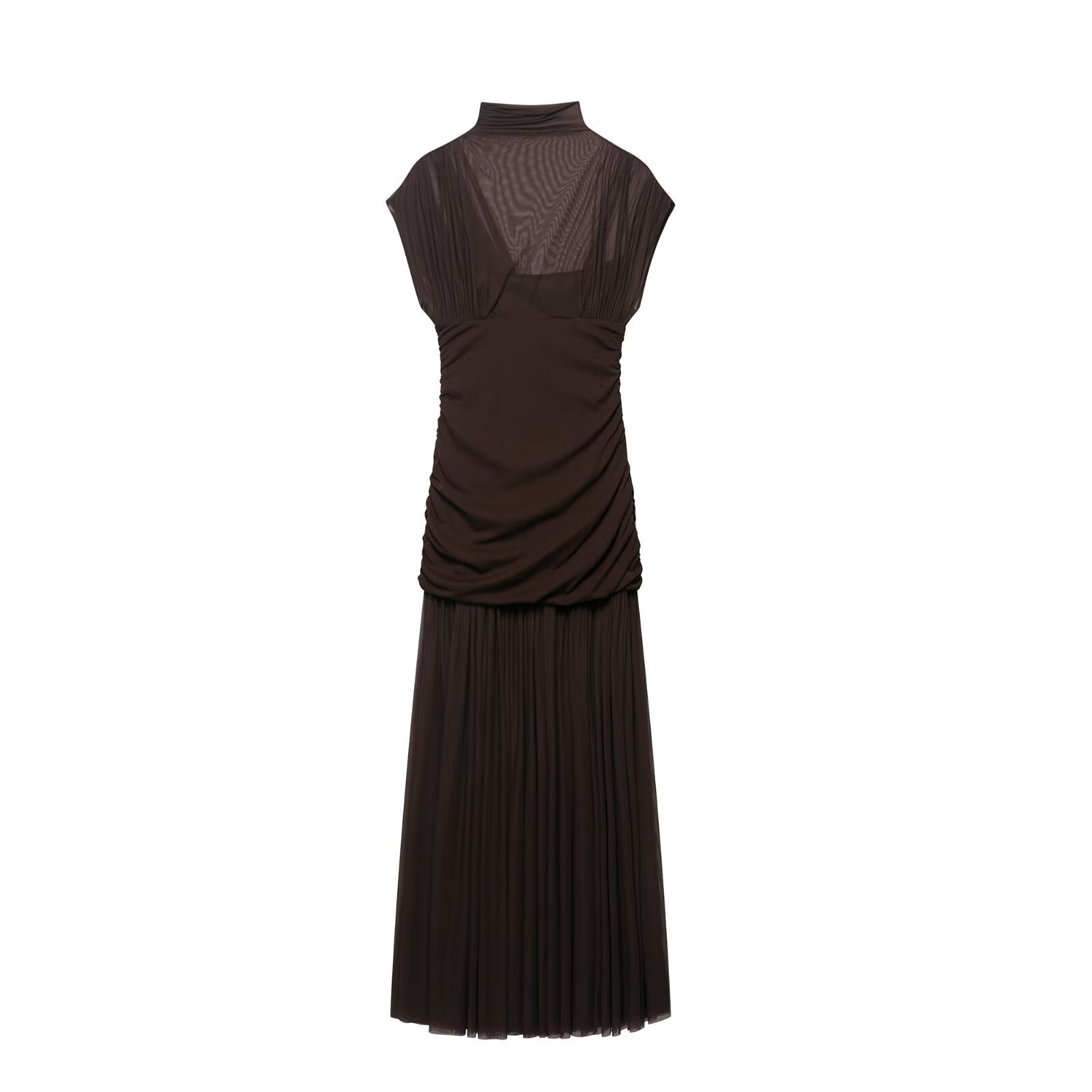 Autumn Women Sexy Half Turtleneck Slim Fit Silk Net Stitching Dress by Ragazza