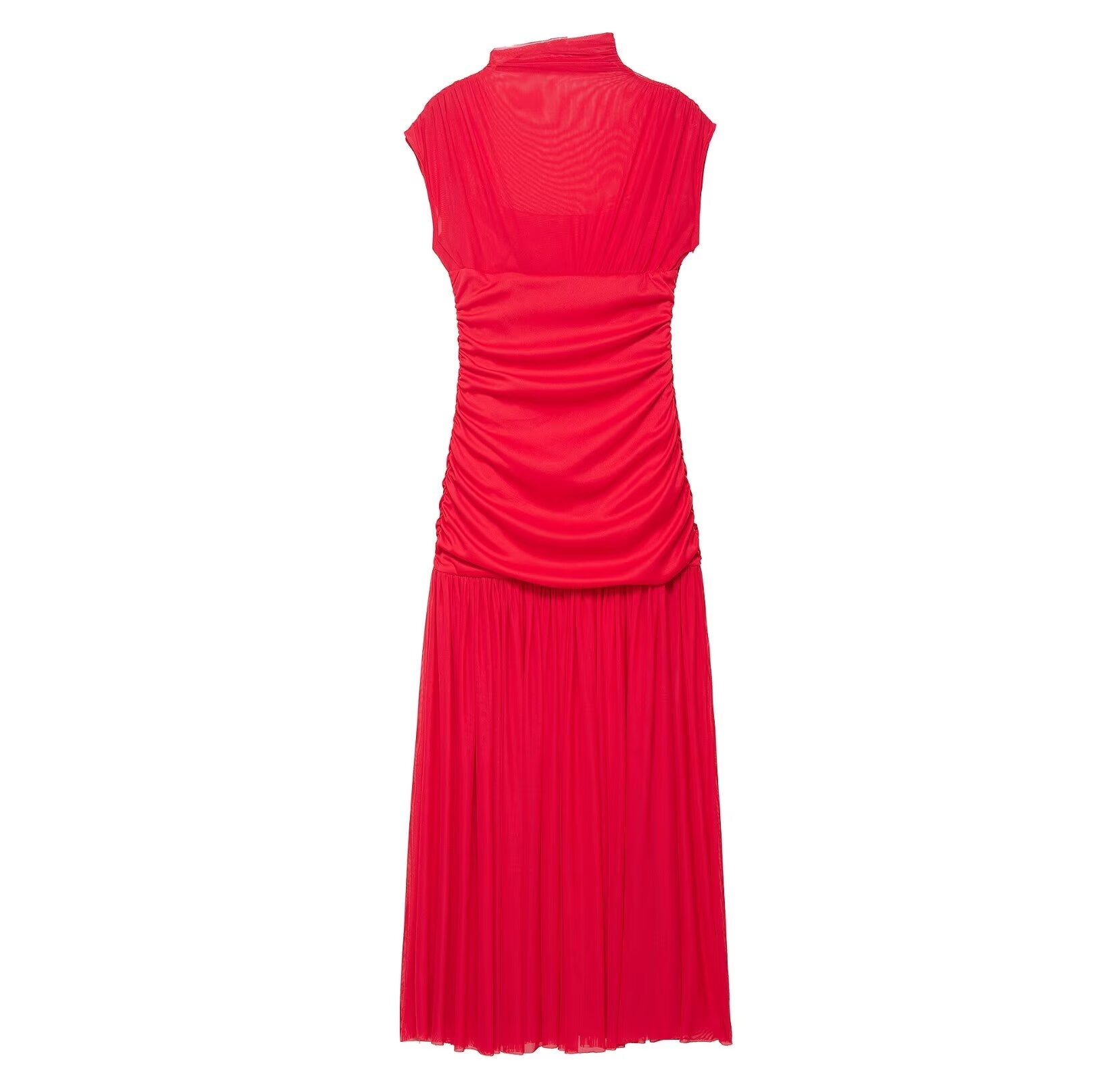 Autumn Women Sexy Half Turtleneck Slim Fit Silk Net Stitching Dress by Ragazza