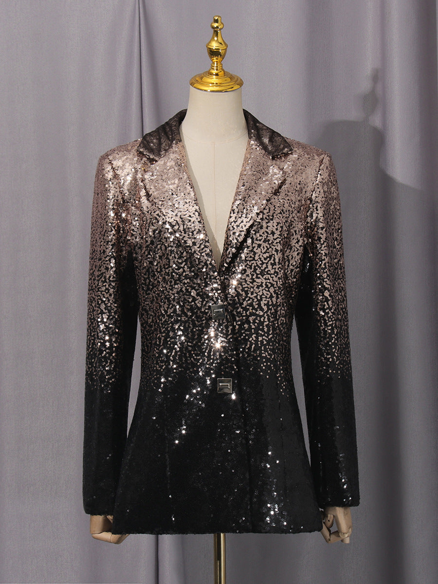 Elegant Light Luxury Long Sleeve Two Piece Sets Autumn Sequin Design High Sense Slimming by Ragazza