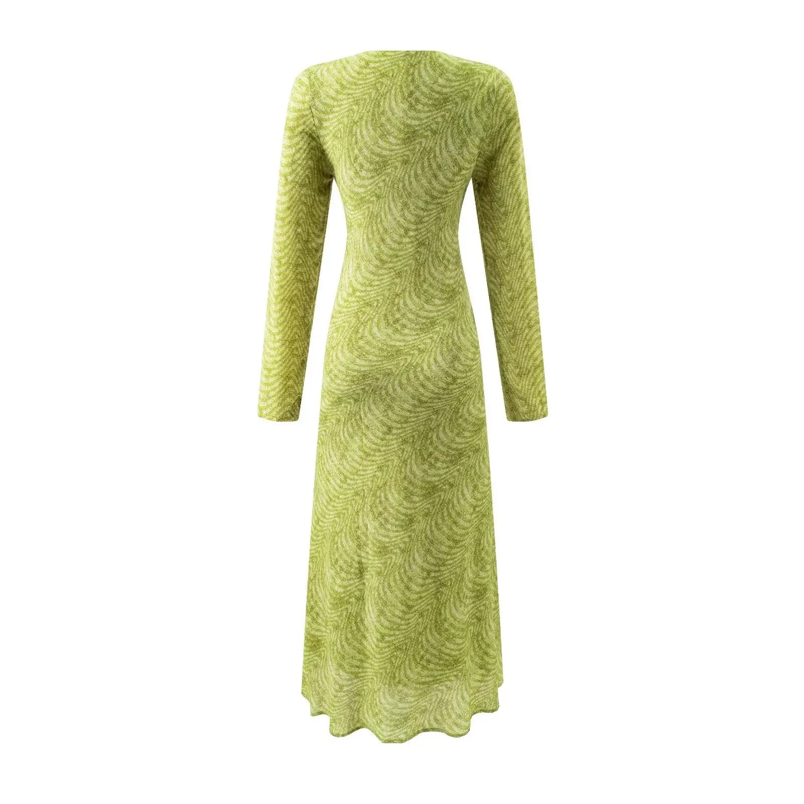 Summer Wind Women Long Sleeve V neck Printed Dress