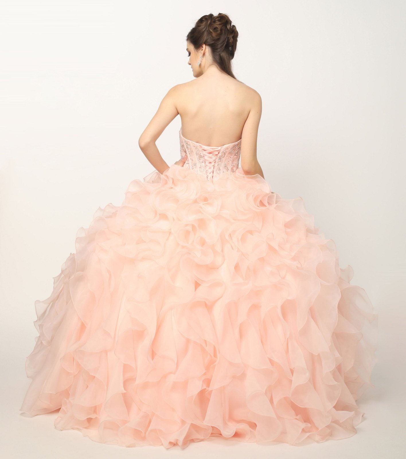 Juliet 1418 Cinderella Ball Gown Organza Ruffle Skirt Beaded Corset Bodice by DiscountDressShop