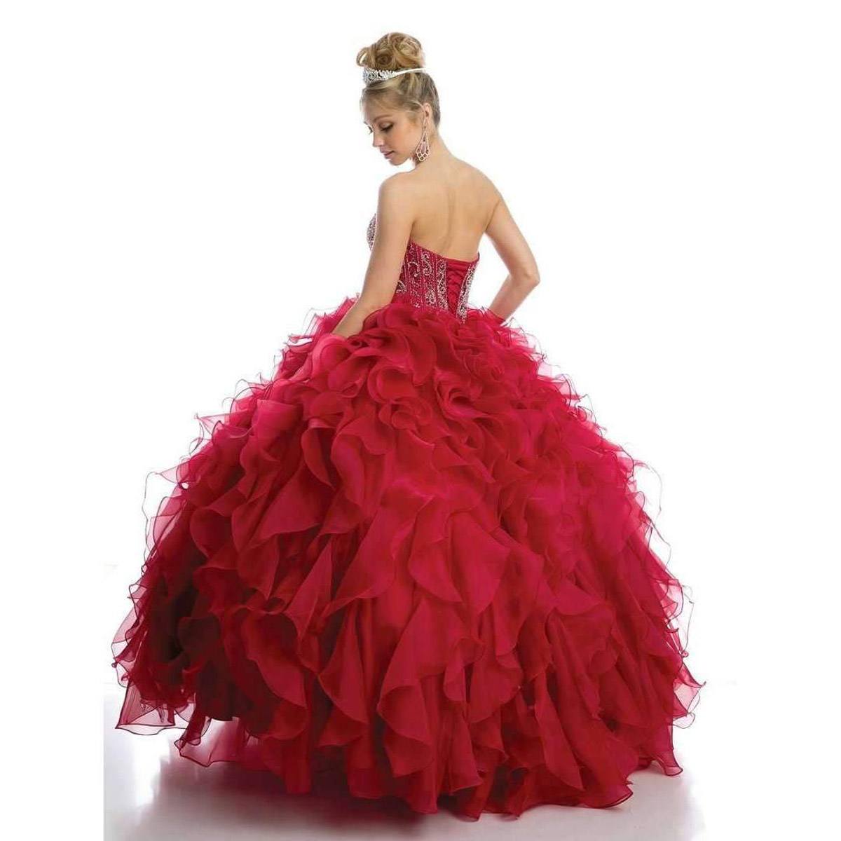 Juliet 1418 Cinderella Ball Gown Organza Ruffle Skirt Beaded Corset Bodice by DiscountDressShop