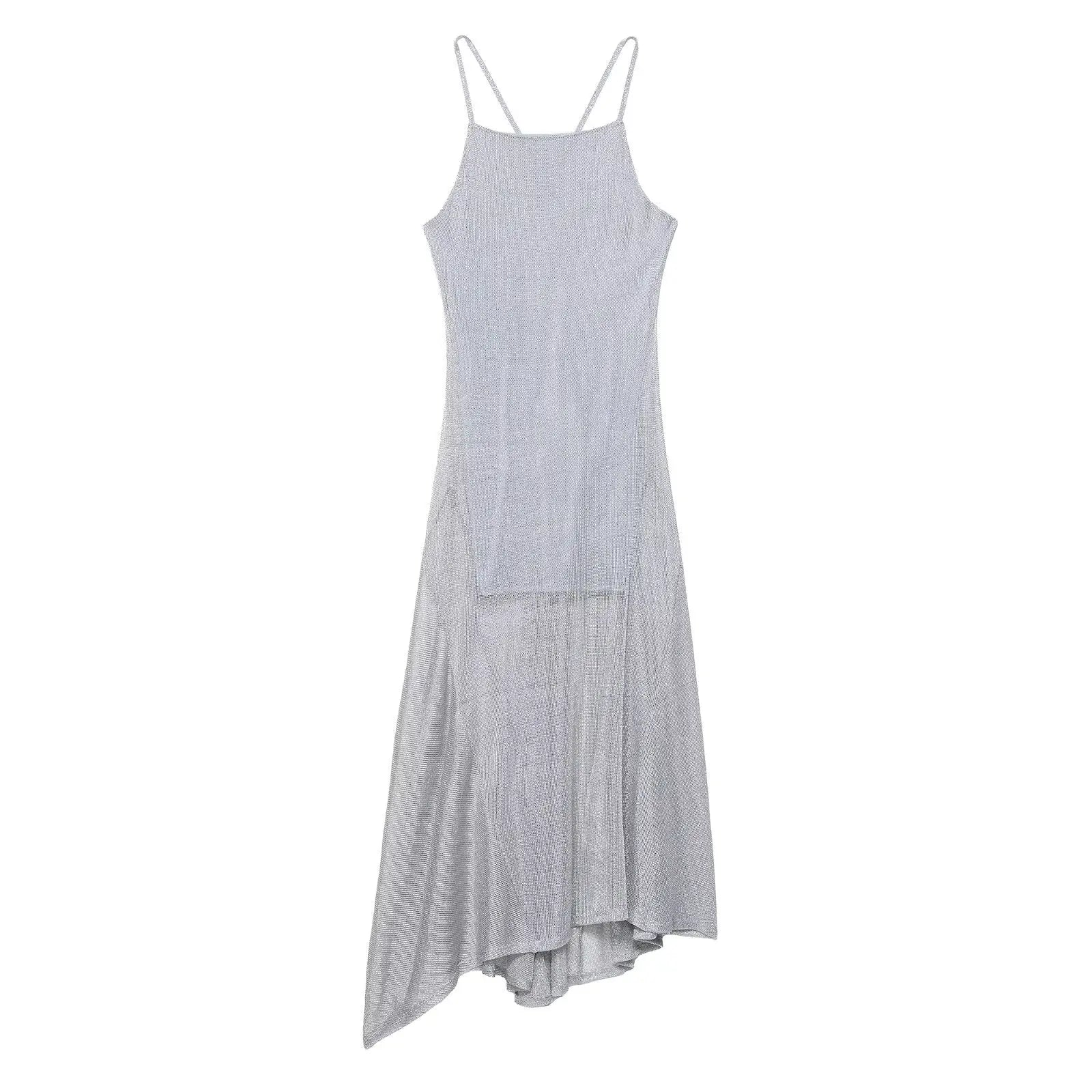 Women Wear Metal Color Thread Midi Dress Sling Dress