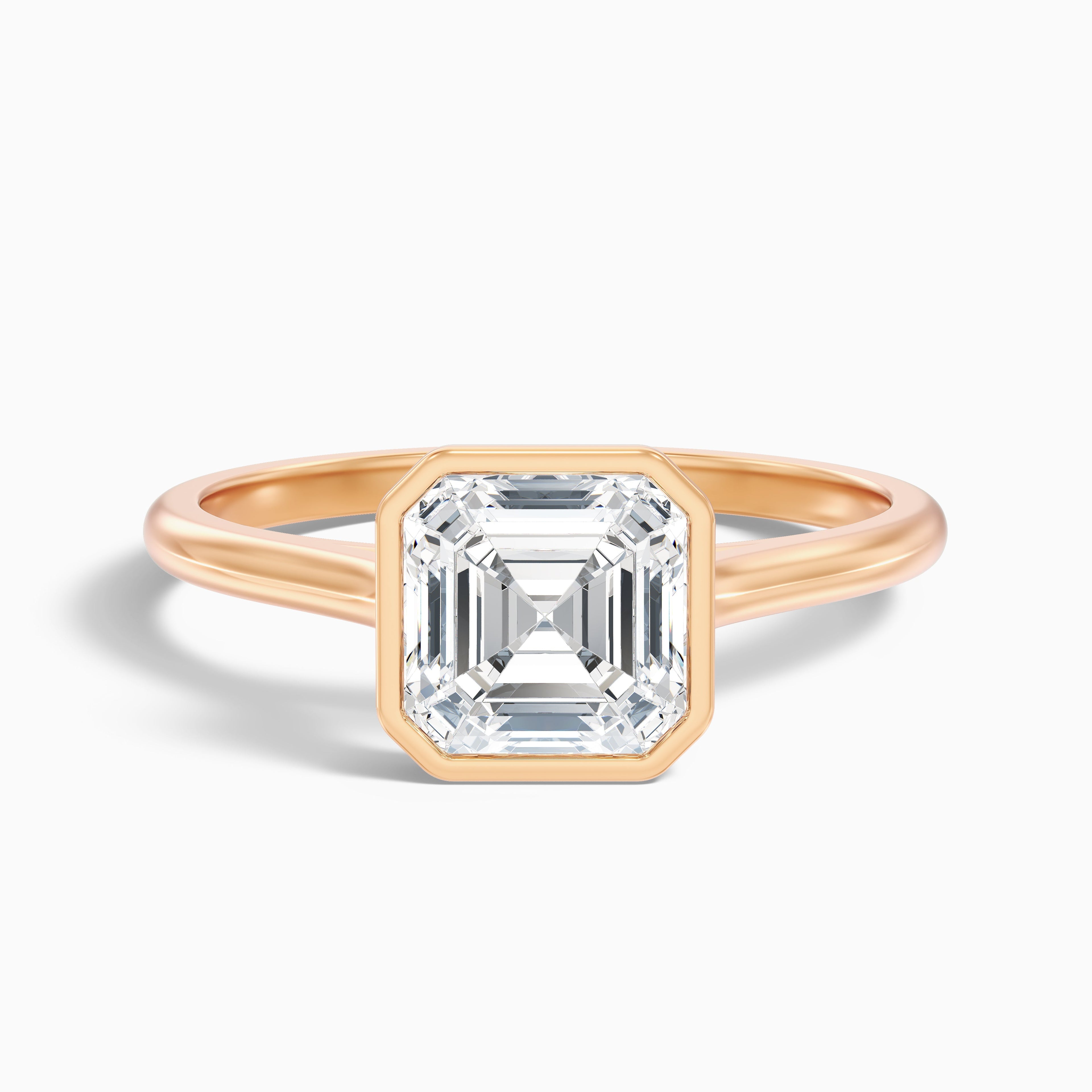 Louisa 2 Carat Asscher Cut Lab Grown Diamond Bezel Set Engagement Ring in 18k White Gold