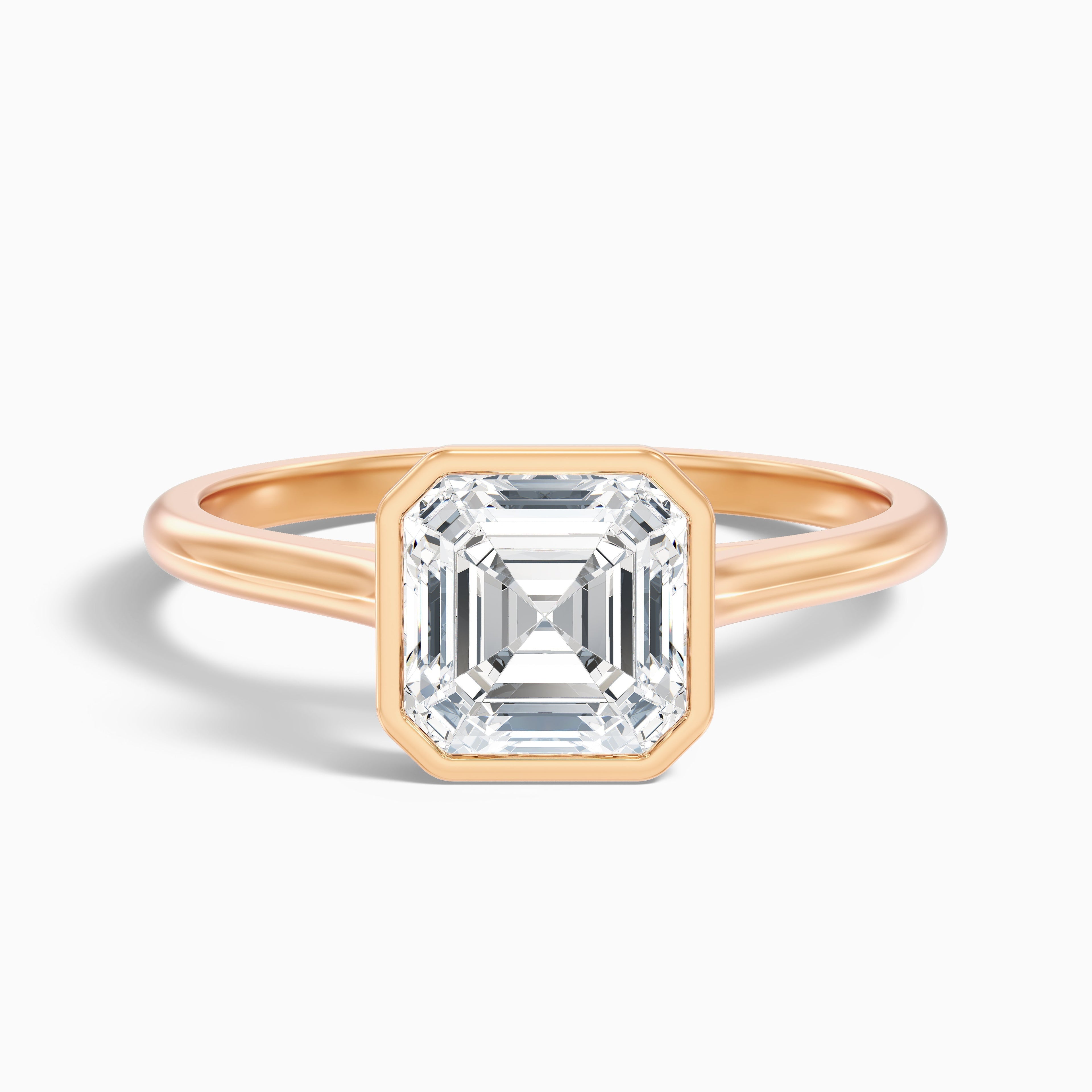 Marley 5.5 Carat Asscher Cut Diamond Bezel Set Solitaire Moissanite Engagement Ring in 925 Sterling Silver