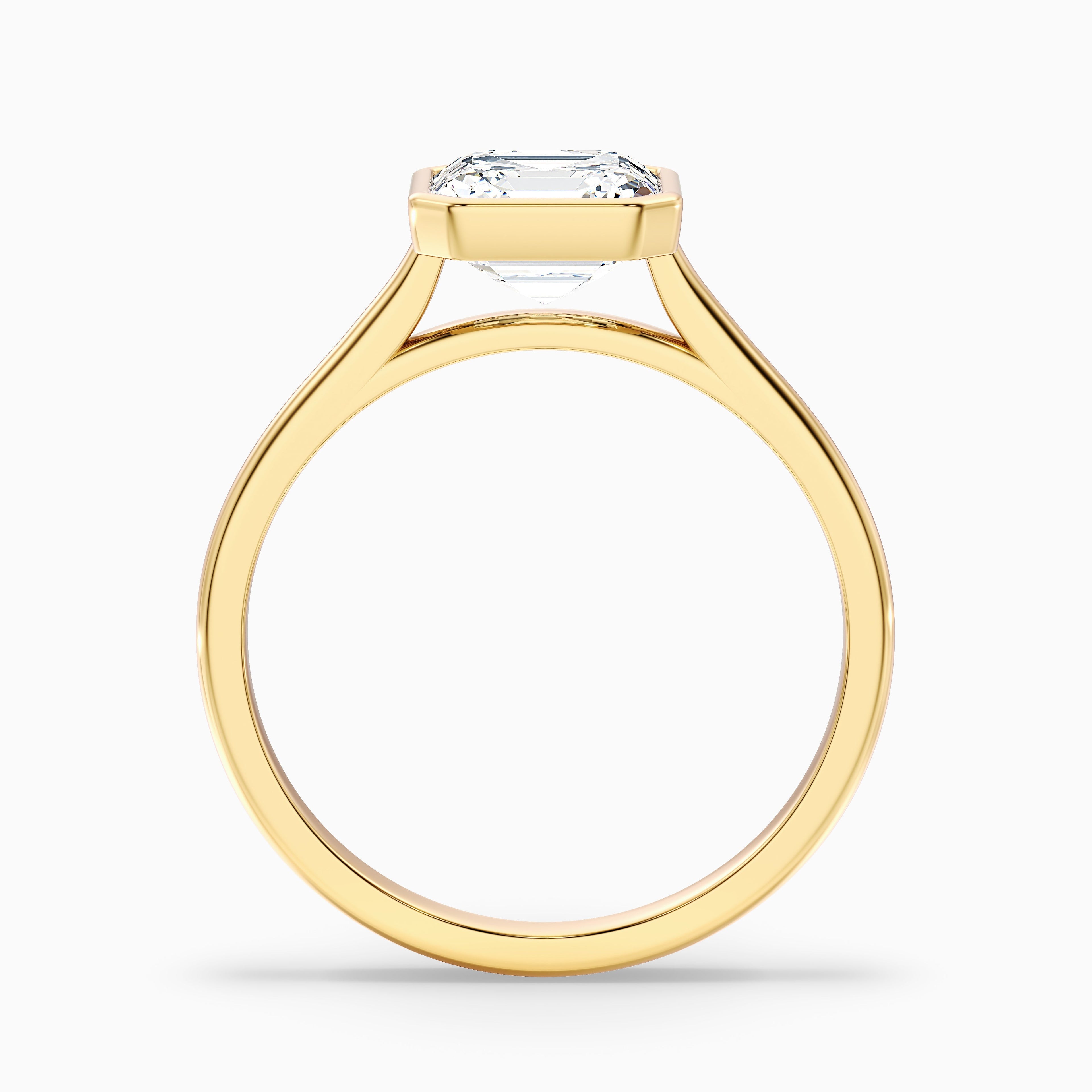 Marley 5.5 Carat Asscher Cut Diamond Bezel Set Solitaire Moissanite Engagement Ring in 10k Rose Gold
