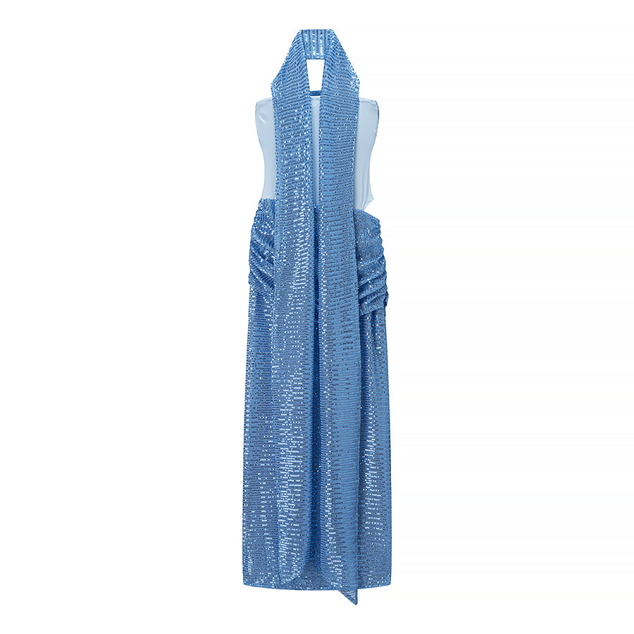 Autumn Entry Lux Sequined Ribbon Sleeveless Tube Top Cocktail Dress by Ragazza