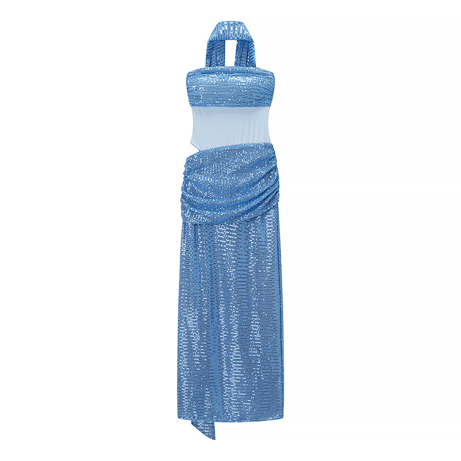 Autumn Entry Lux Sequined Ribbon Sleeveless Tube Top Cocktail Dress by Ragazza