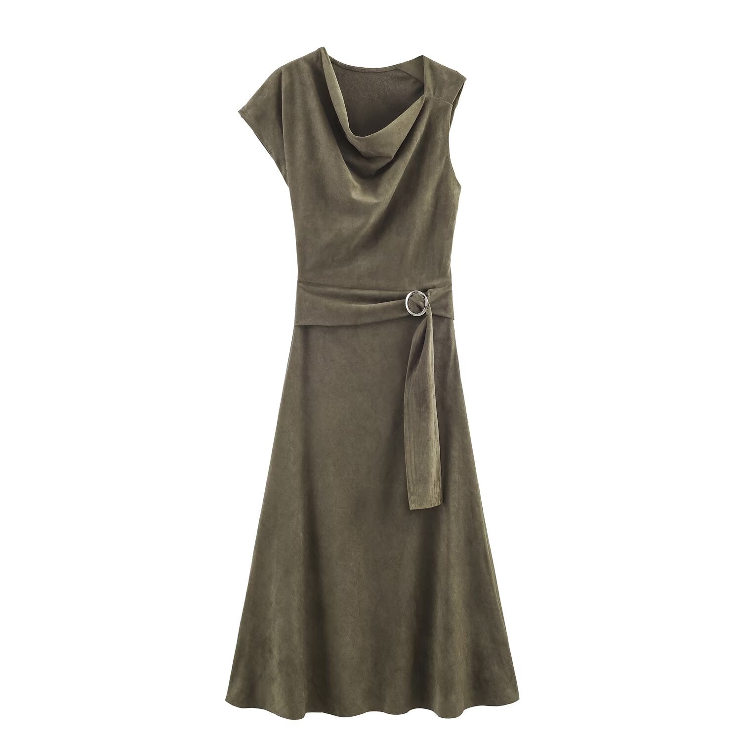 Women Clothing at Suede Effect Asymmetric Dress by Ragazza