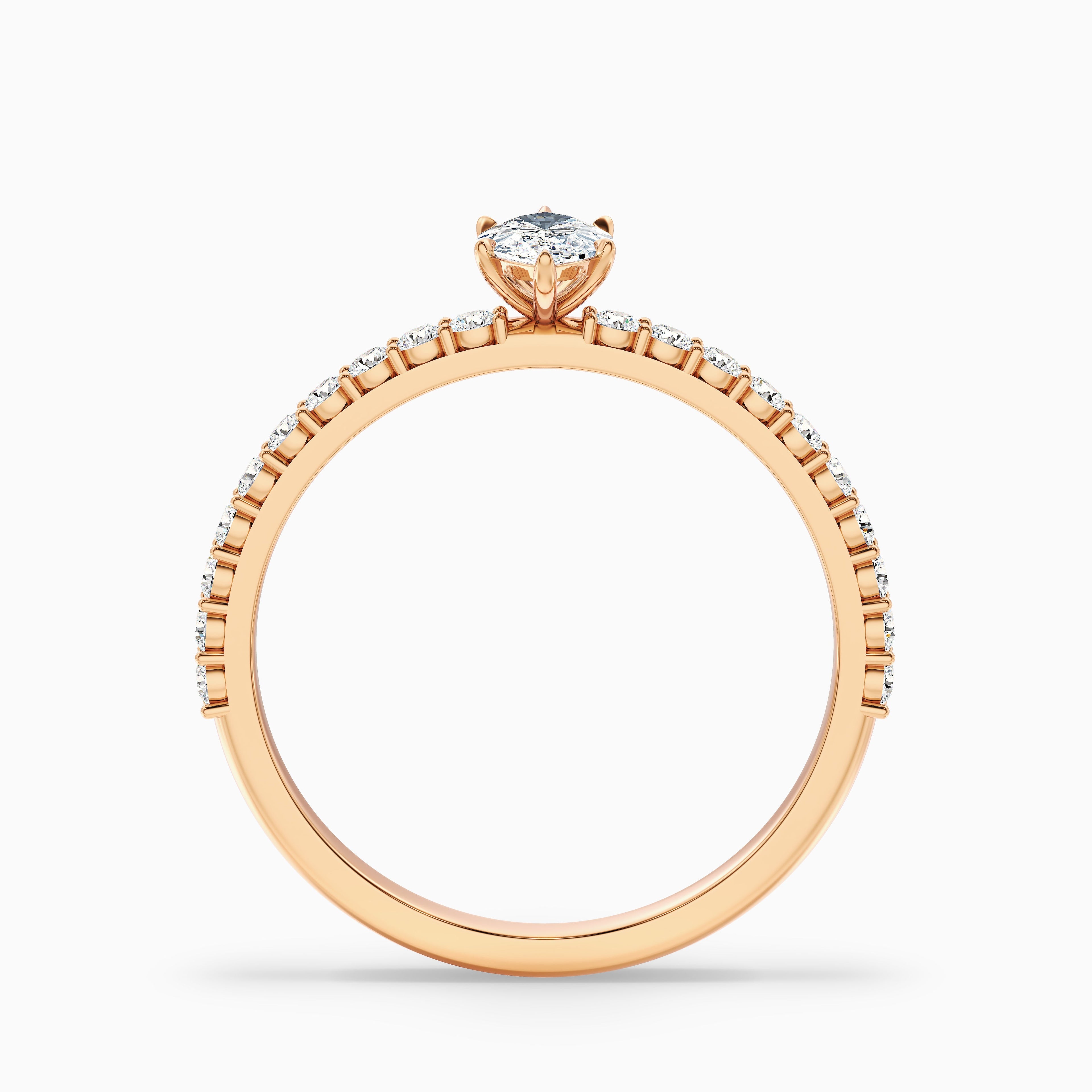 Jamie 1 Carat Marquise Side Stone Pave Lab Grown Diamond Ring in 18k White Gold