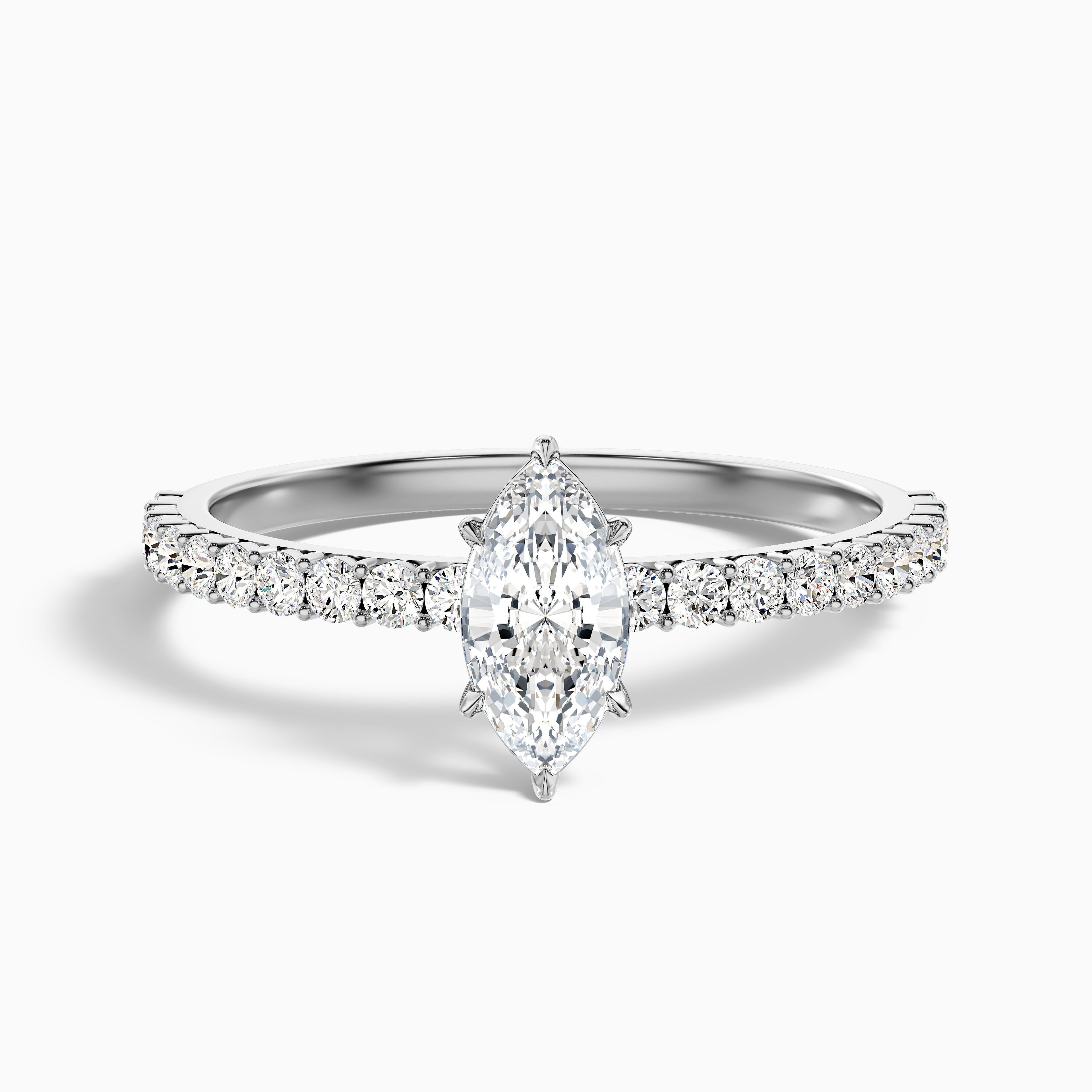 Jamie 2.5 Carat Marquise Side Stone Pave Lab Grown Diamond Ring in 925 Sterling Silver