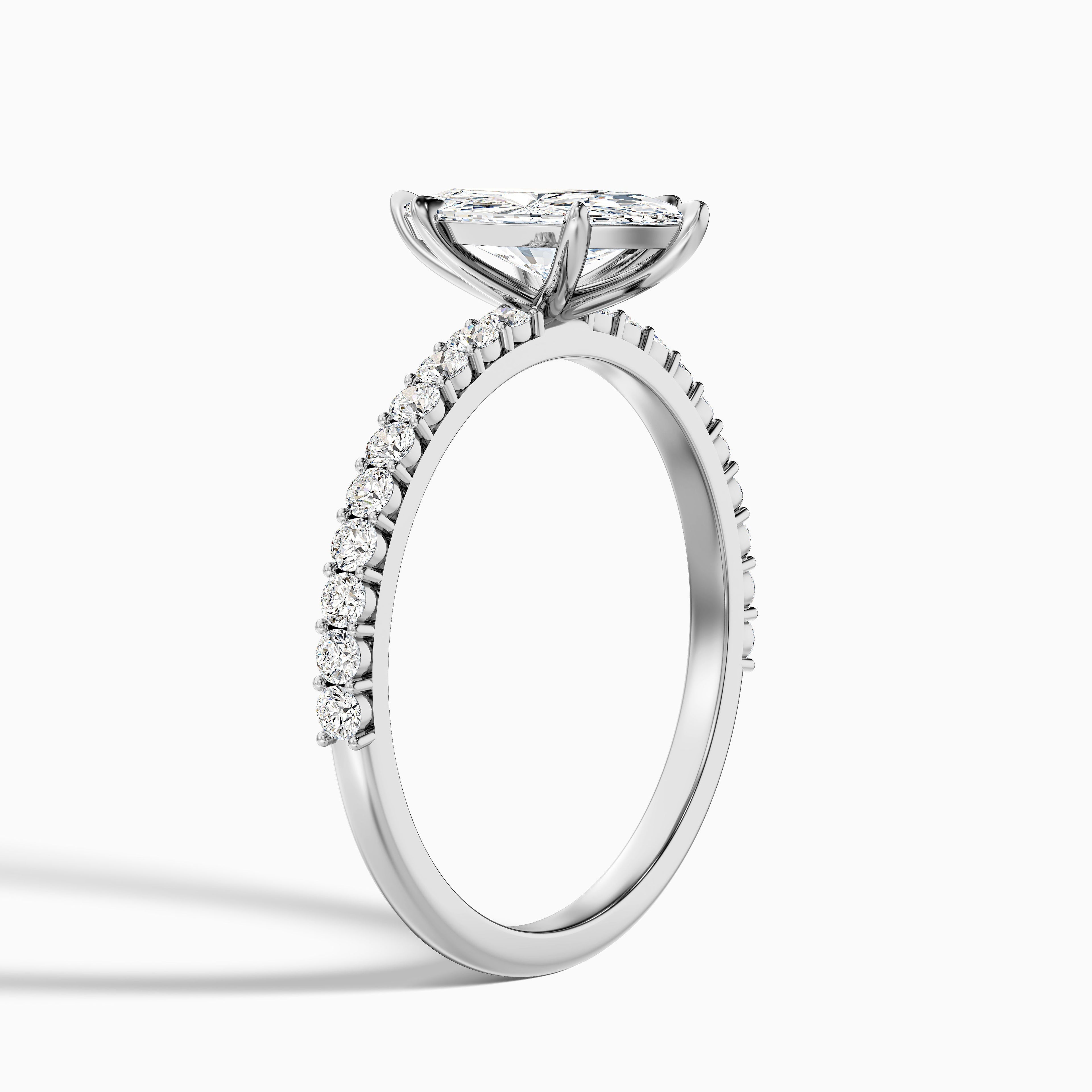 Naomi 2 Carat Marquise Side Stone Moissanite Engagement Ring in 925 Sterling Silver