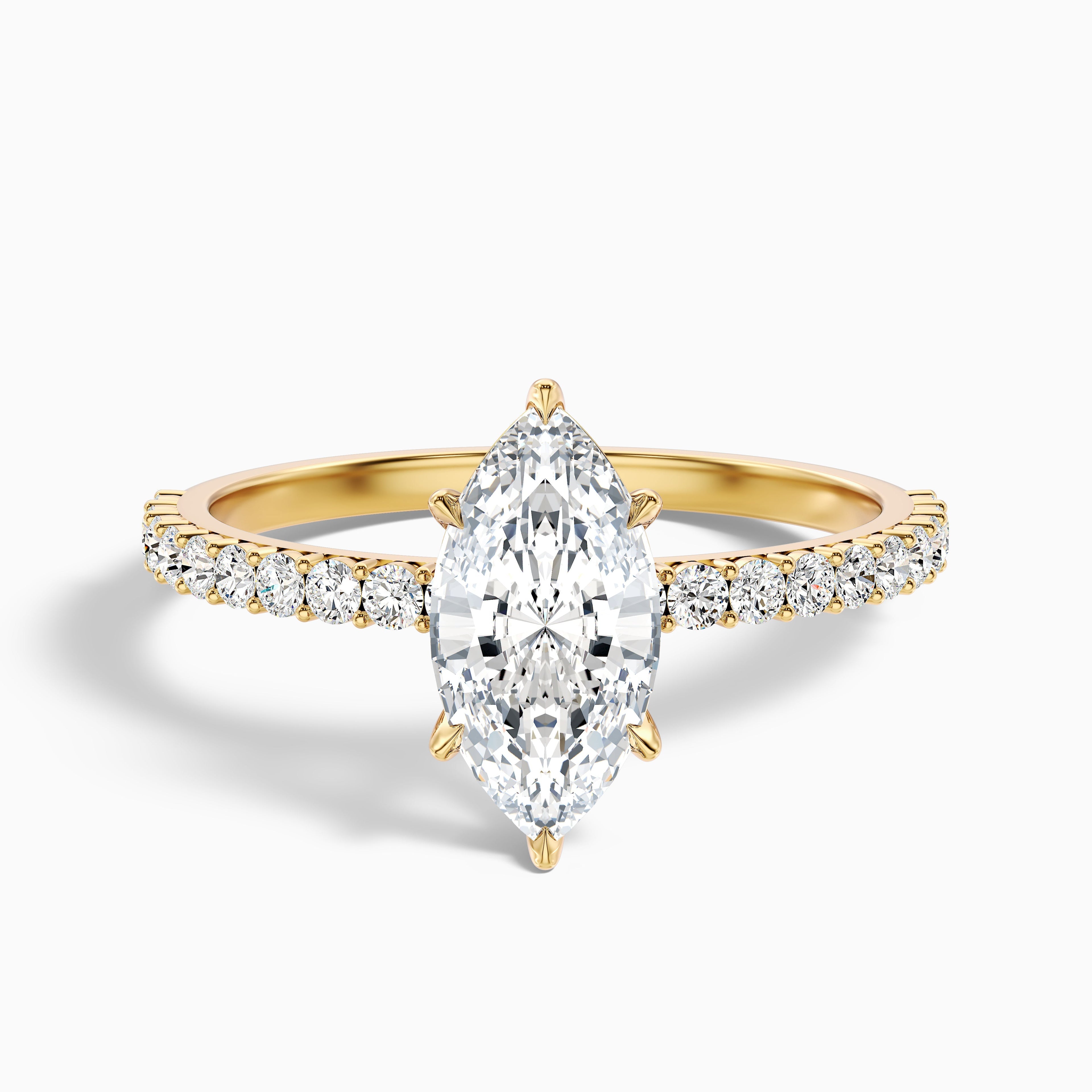 Naomi 4.5 Carat Marquise Side Stone Moissanite Engagement Ring in 18k Yellow Gold DestGlow