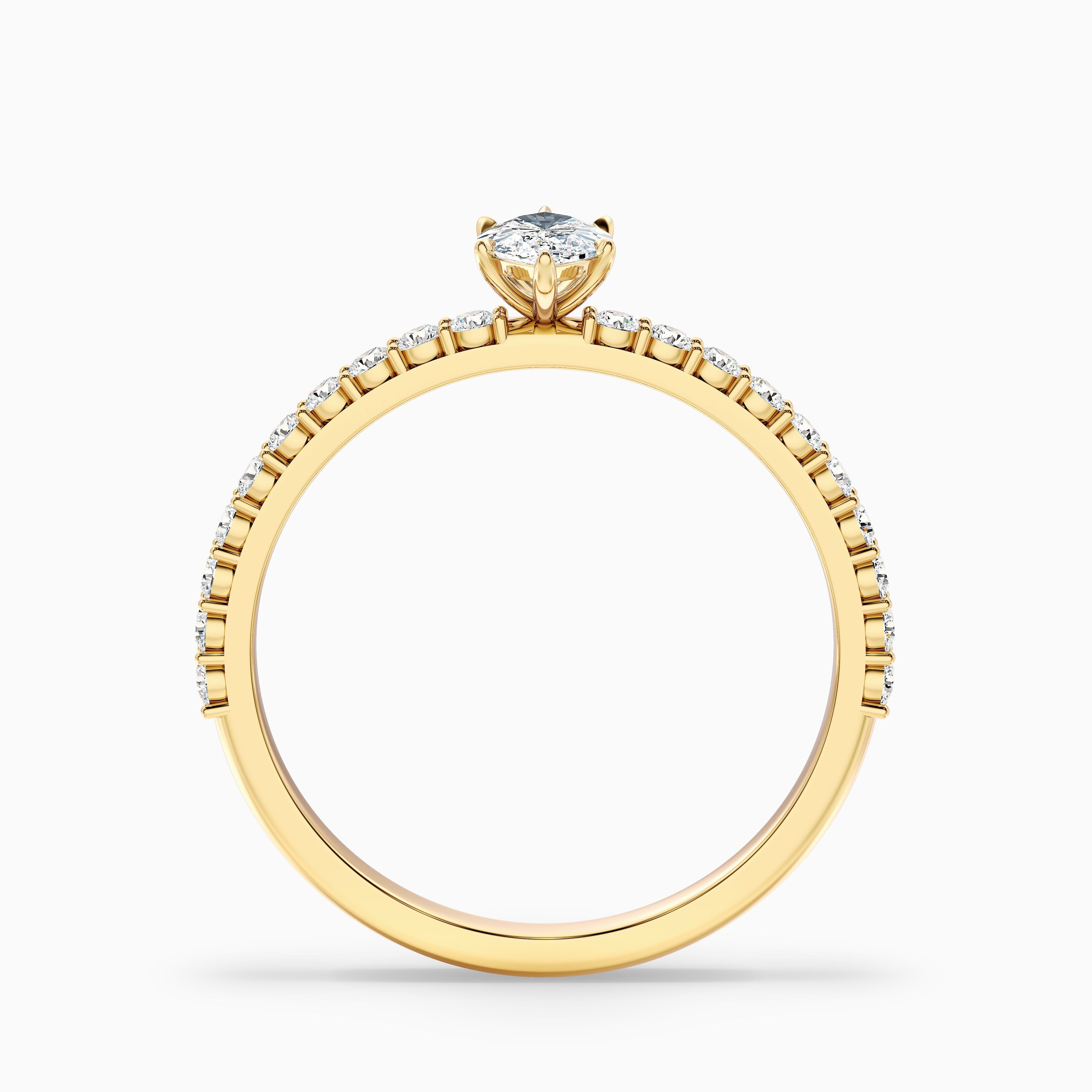 Jamie 1 Carat Marquise Side Stone Pave Lab Grown Diamond Ring in 925 Sterling Silver