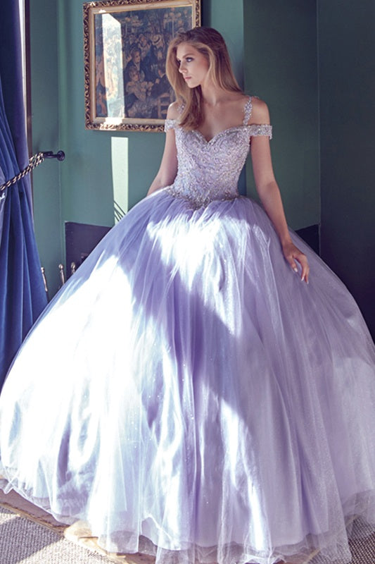 Juliet 1430 Dress Quinceanera Ball Gown Embroidered Applique Glitter Tulle by DiscountDressShop
