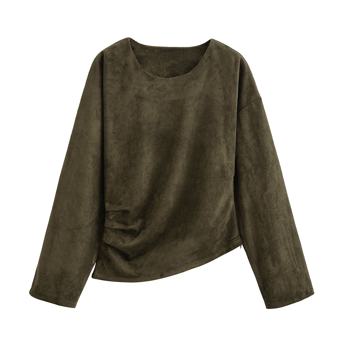 Women Clothing Waist Pleated Suede T shirt Top Belt Pants Suit Women by Ragazza