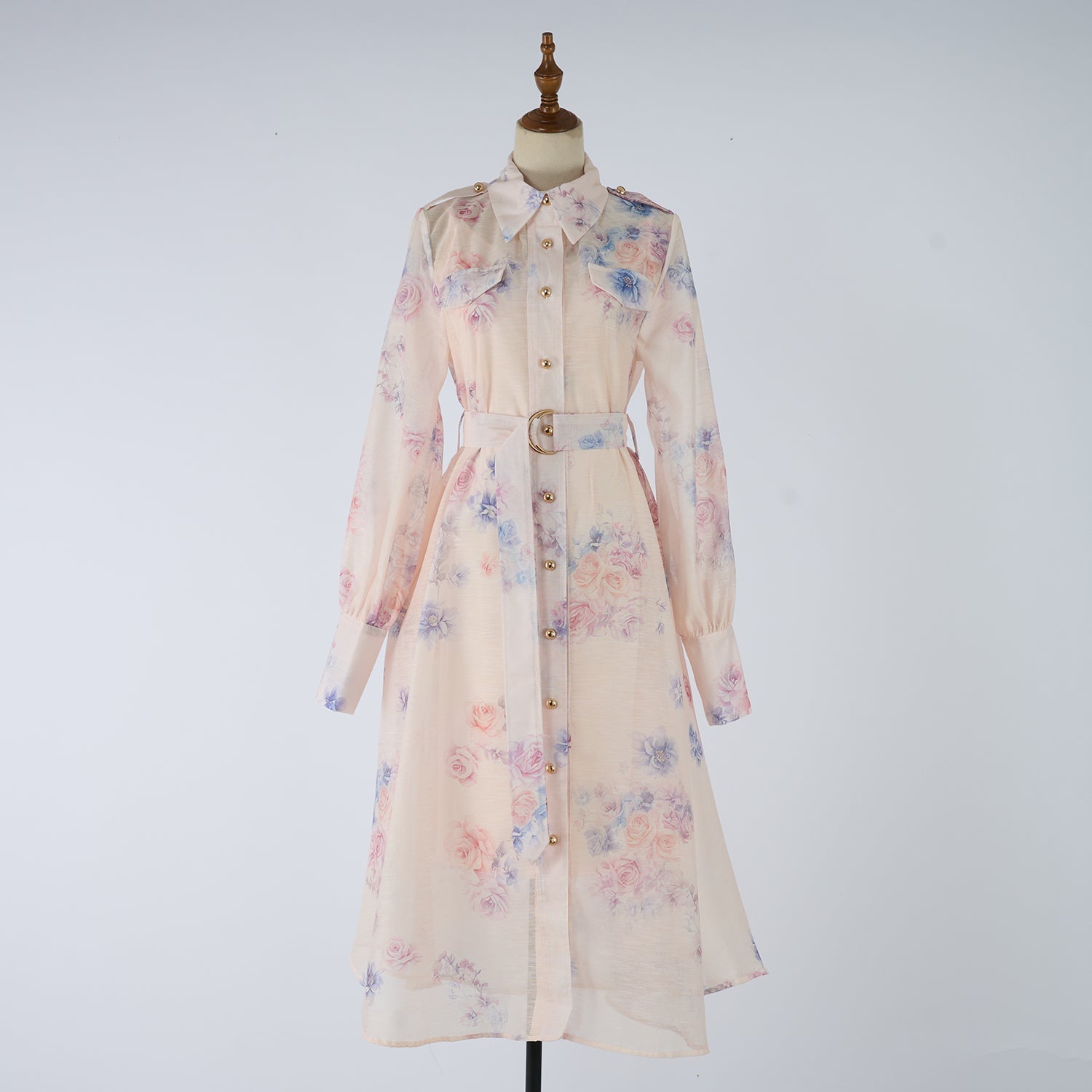 Women Autumn Silk And Cotton Floral Pattern Workwear Style Blouse Style Dress by Ragazza