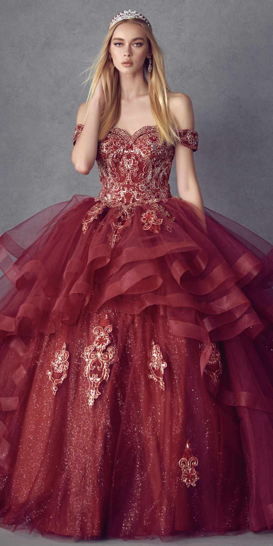 Juliet 1432 Dress Quinceanera Ball Gown Metallic Embroidery Glitter Tulle by DiscountDressShop