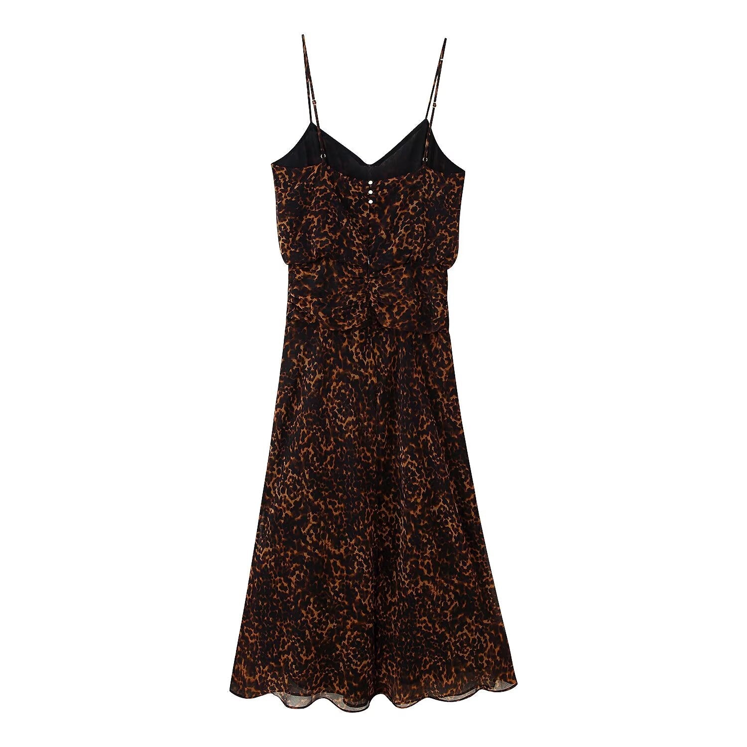Women Clothing Autumn Lightly Mature Animal Print Midi Strap Dress by Ragazza