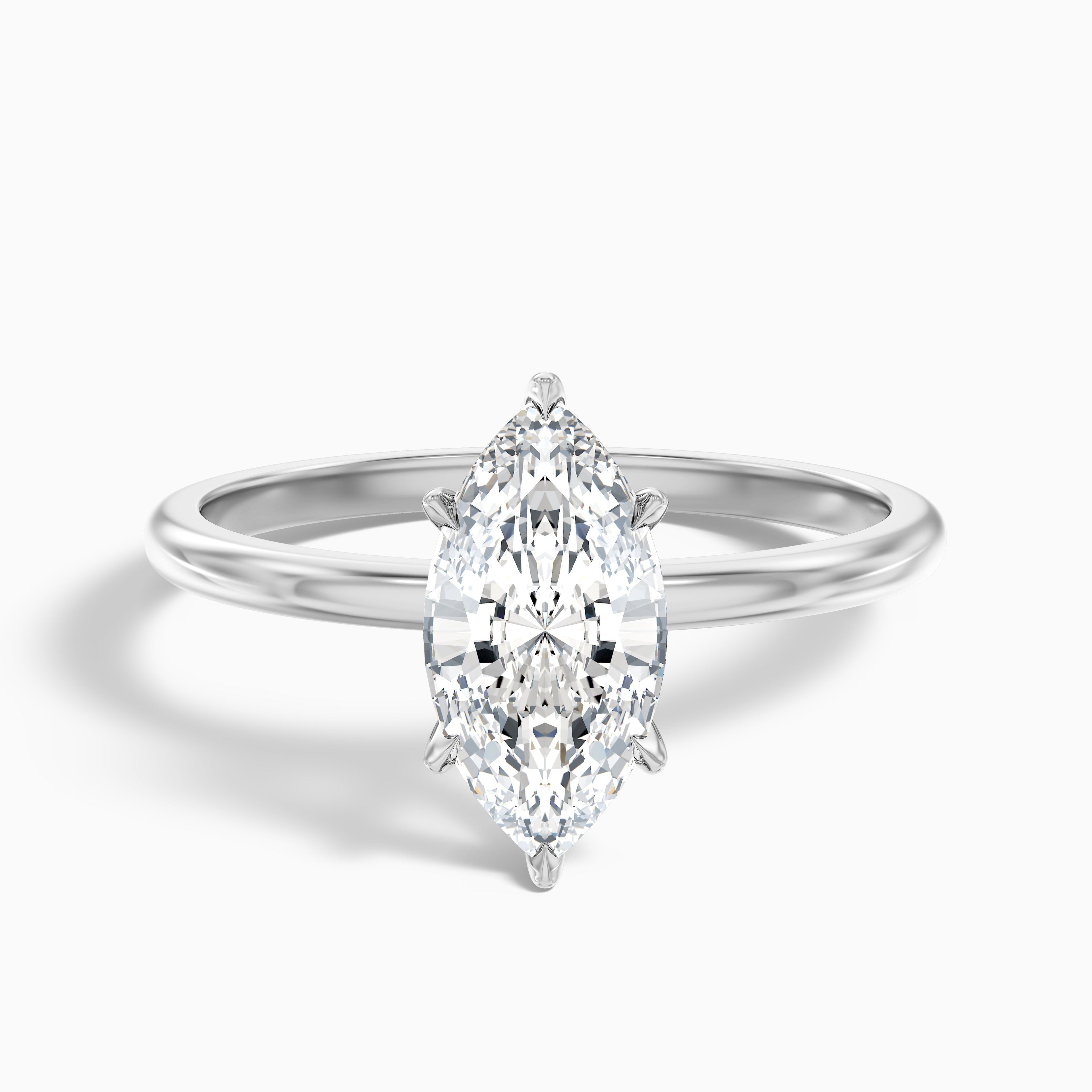 Jean 3.5 Carat 6 Prong Marquise Cut Lab Grown Diamond Ring in 18k Rose Gold