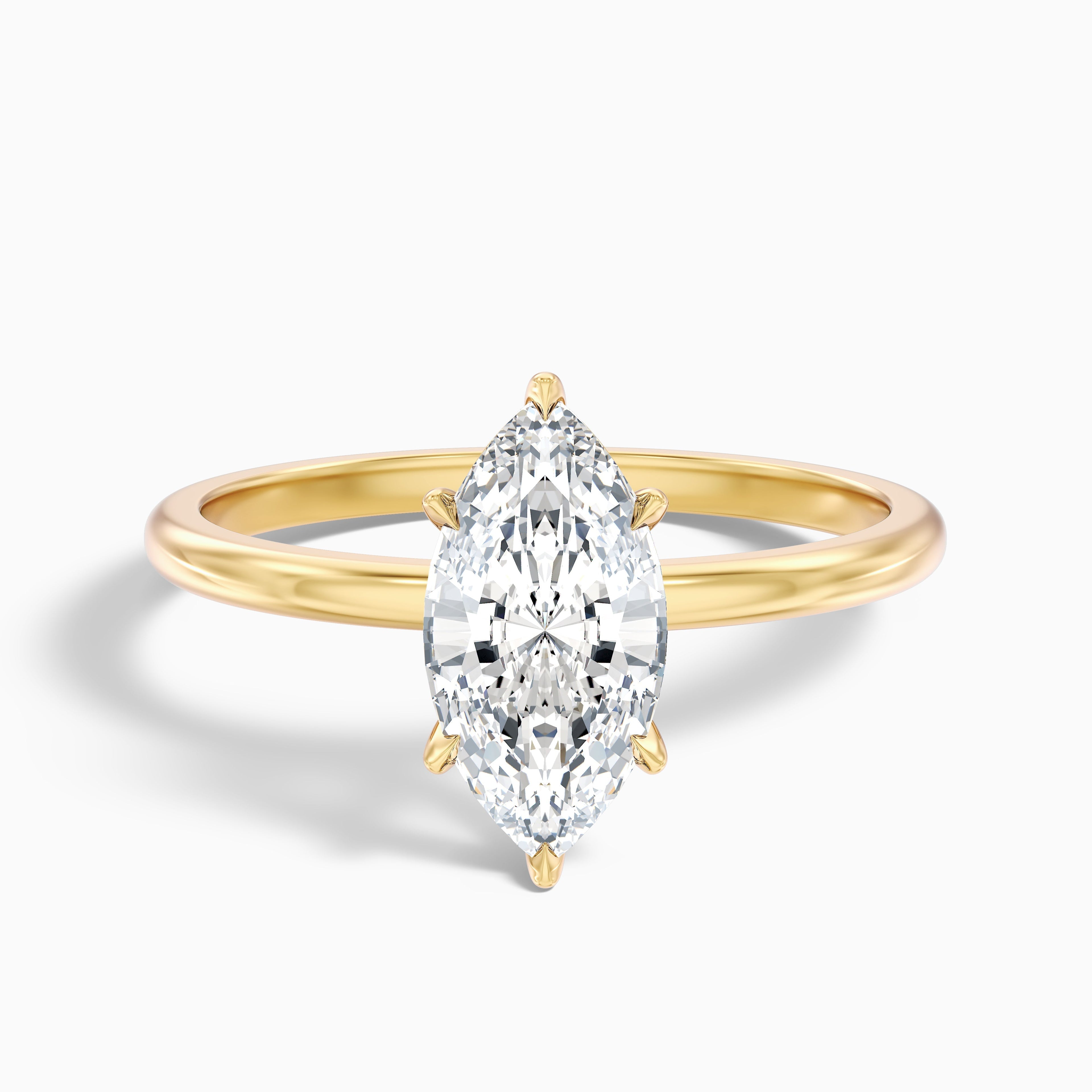 Jean 3 Carat 6 Prong Marquise Cut Lab Grown Diamond Ring in 925 Sterling Silver