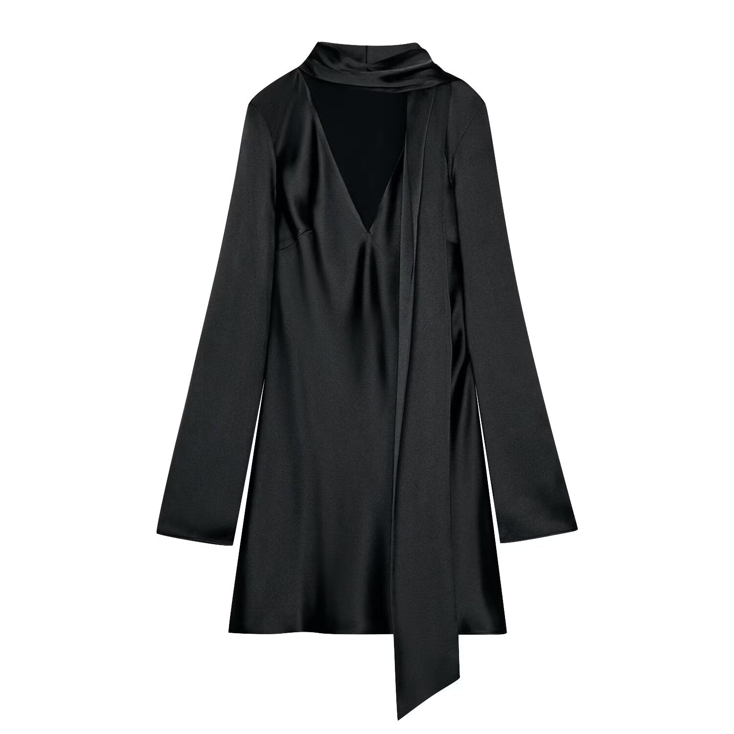 Autumn Women Coat Silk Satin Texture Scarf Dress by Ragazza