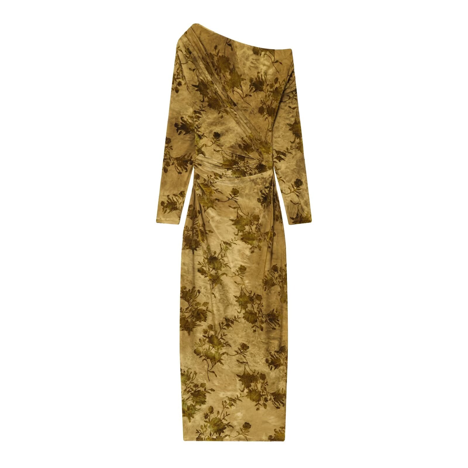 Women Clothing Autumn Lightly Mature Slim Slimming Flocking Pleated Dress by Ragazza