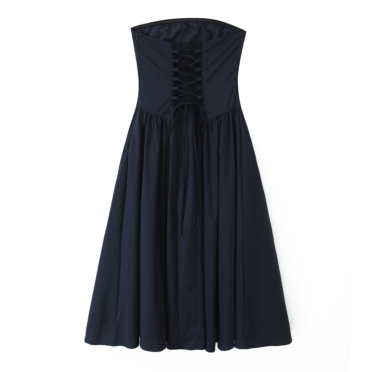 French Elegant Retro Vacation Elegant Sexy Tube Top Lace up Waist Controlled Slimming Dress by Ragazza