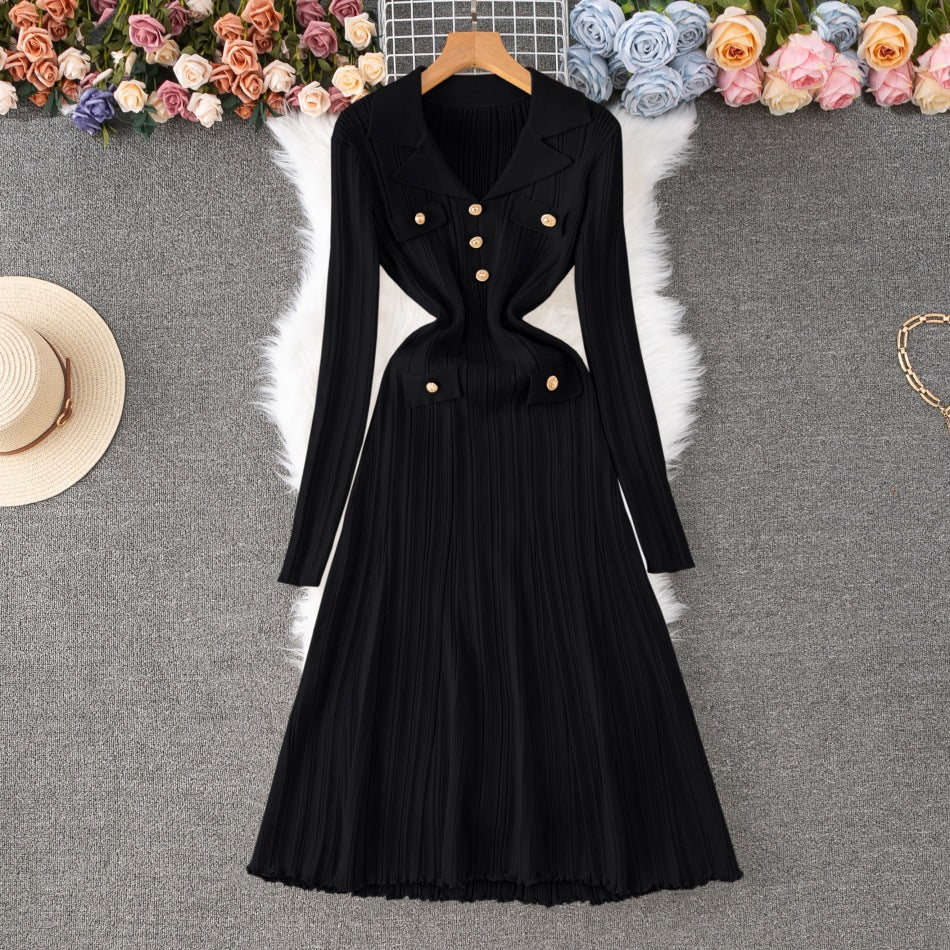 Women Autumn And Winter Fitted Slimming Waist Knitted Dress by Ragazza