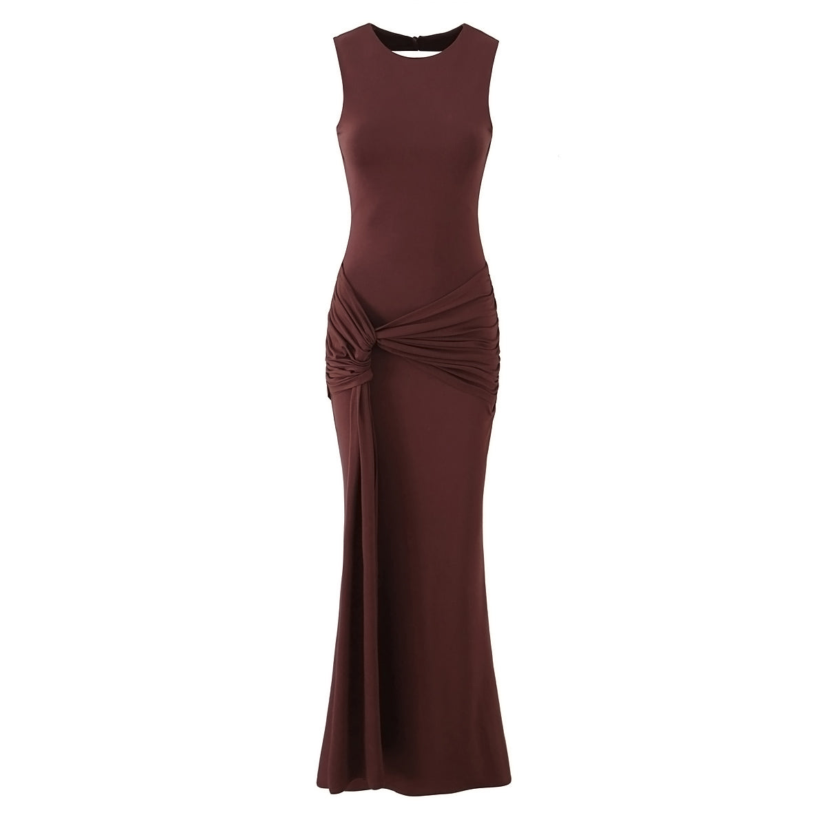 Slim Fit Standard Pleating Twisted Sleeveless Dress Women Summer Elegant Backless Tight Waist Sexy Maxi Dress by Ragazza