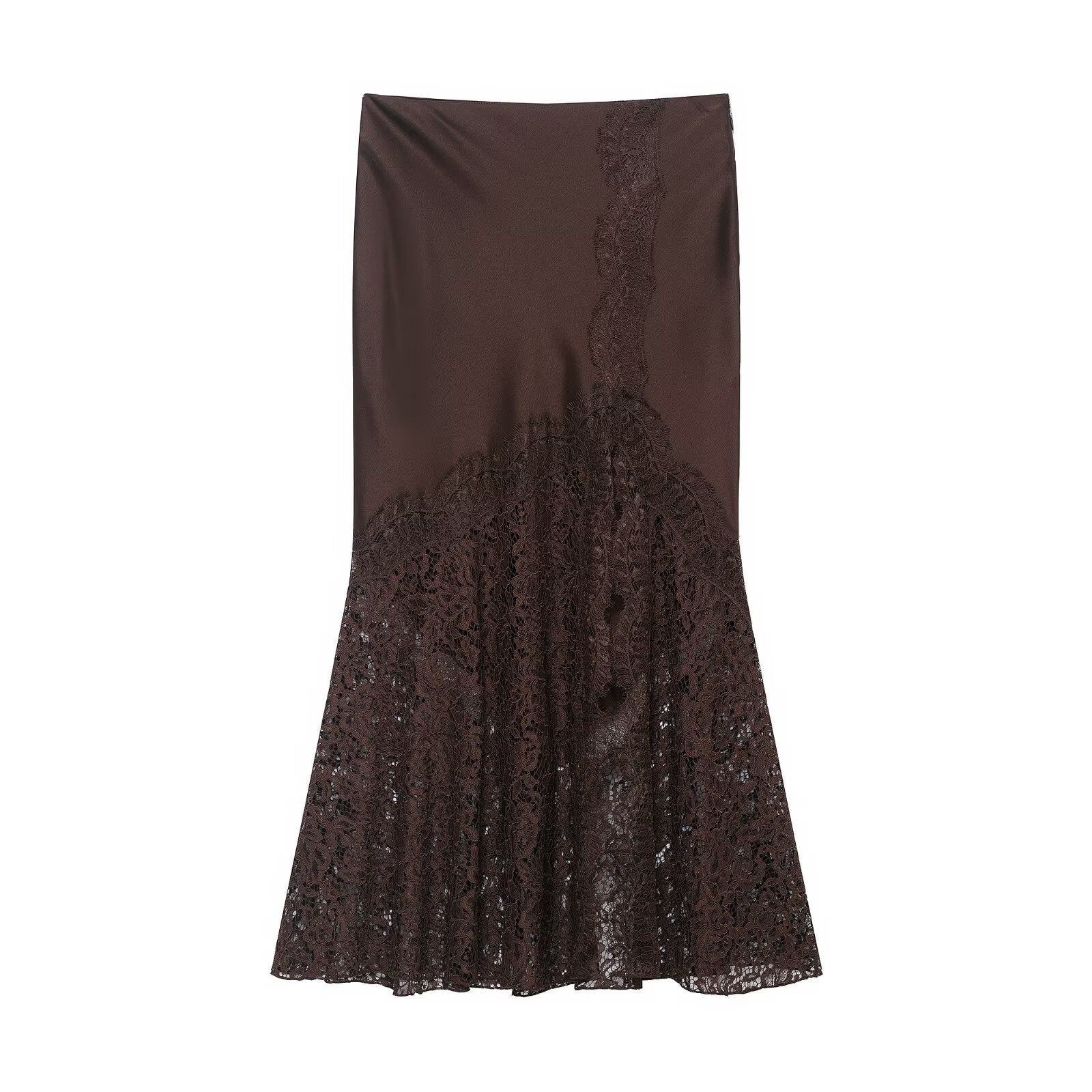 Women Lace Silk Satin Skirt by Ragazza