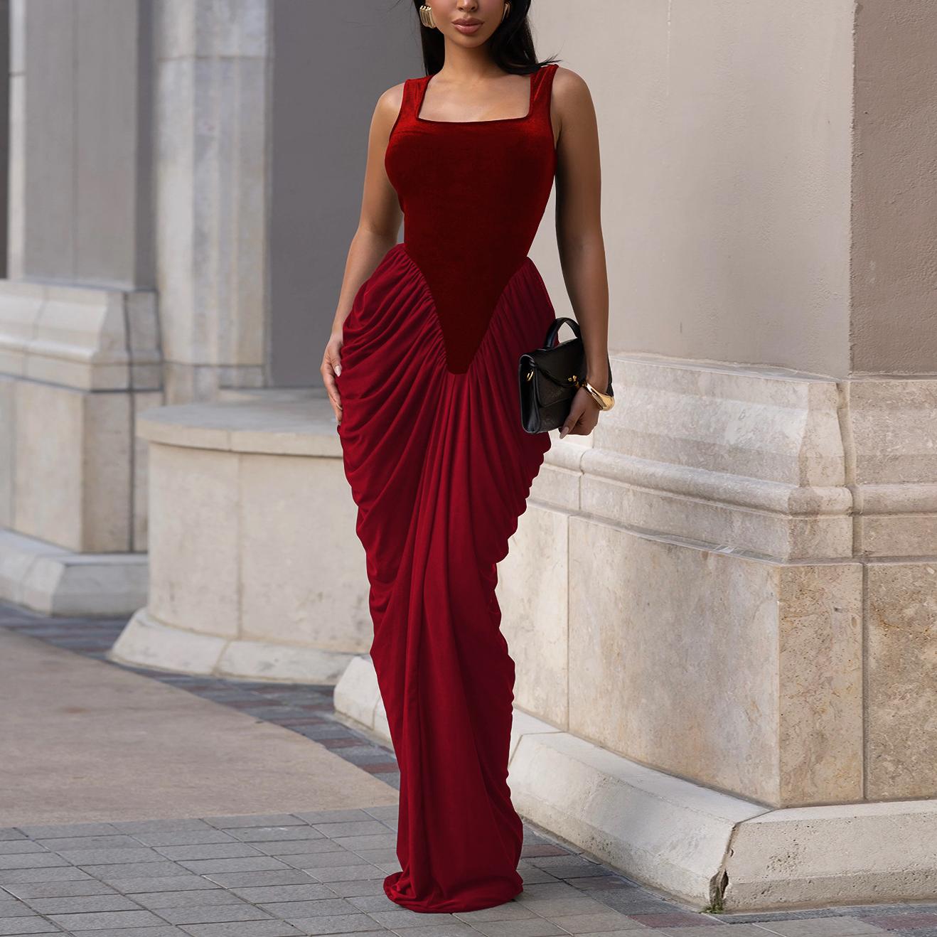 Women Wear Waist-Controlled Backless Sleeveless Sheath Dress