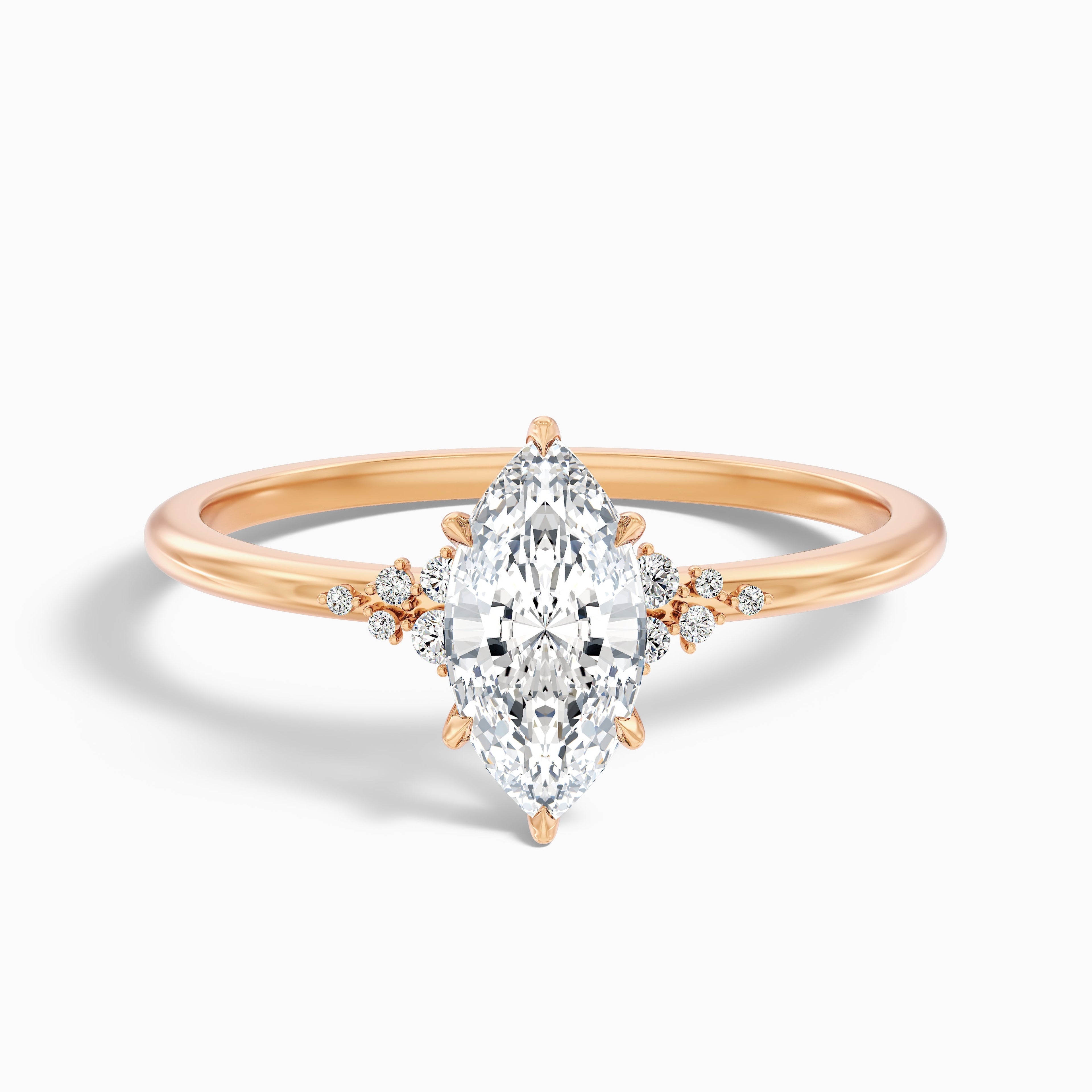 Lylah 3 Carat Marquise Cut Side Stone Moissanite Diamond Ring in Platinum