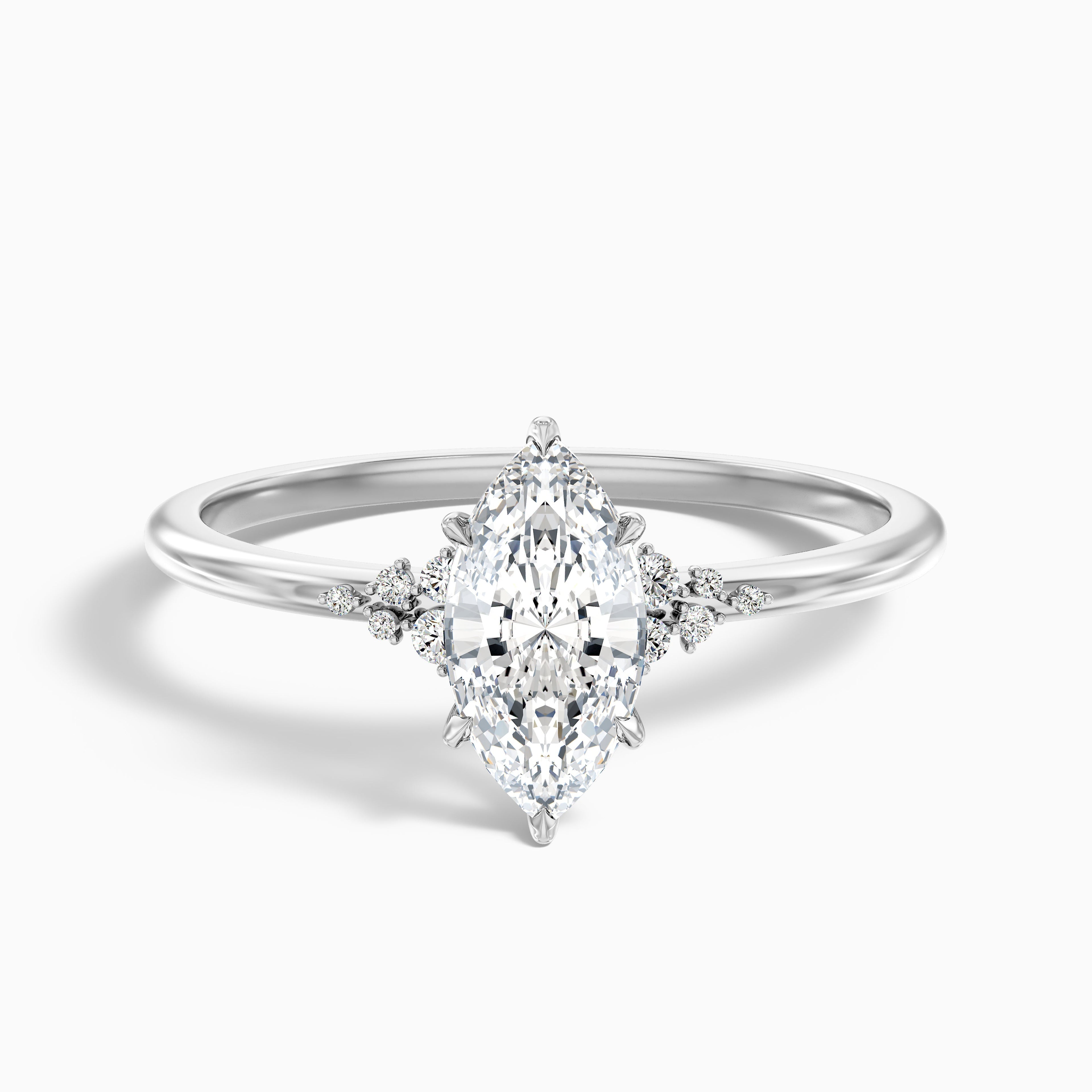 Kyla 5 Carat Marquise Cut Side Stone Lab Grown Diamond Ring in 14k Yellow Gold