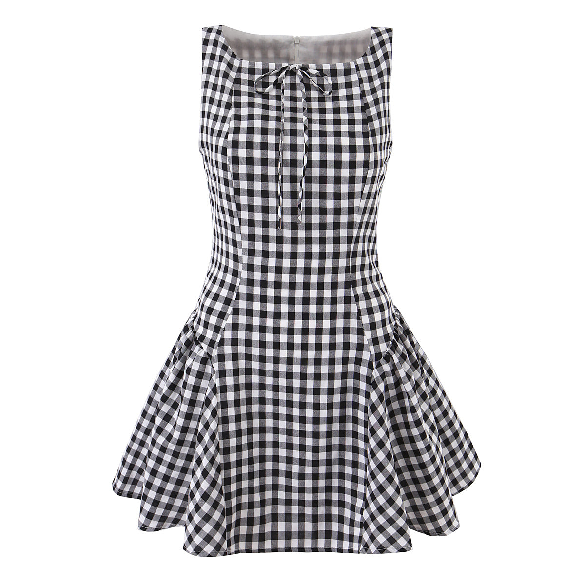 Retro Small Pleated Waist Tight Suspender Plaid Dress Temperamental Minority Sleeveless Sexy Short Dress by Ragazza
