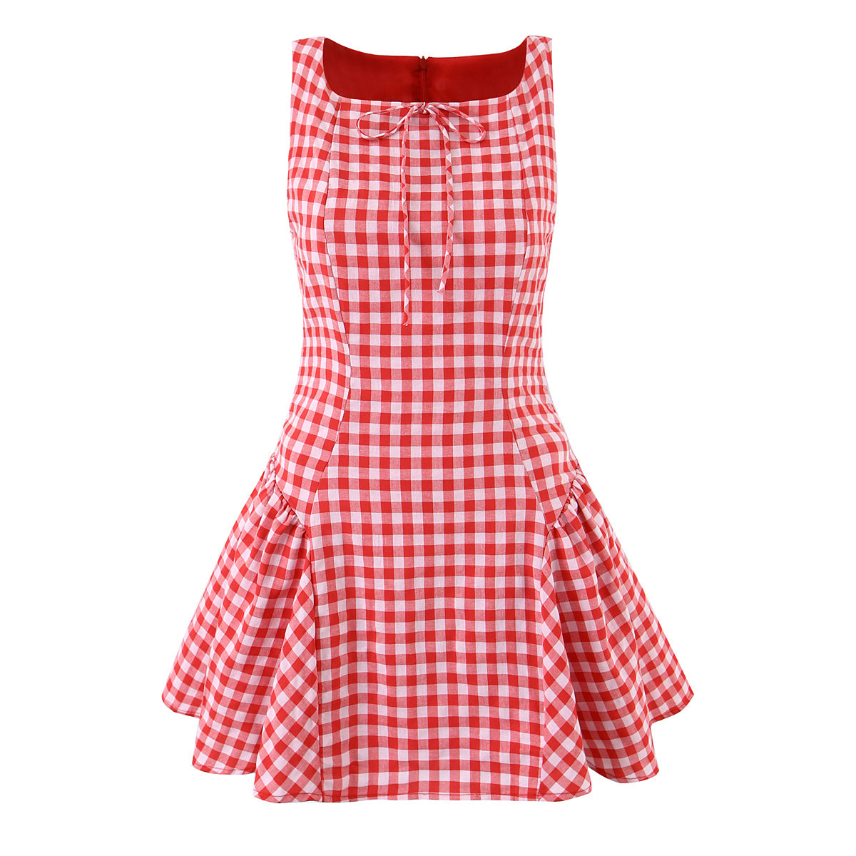 Retro Small Pleated Waist Tight Suspender Plaid Dress Temperamental Minority Sleeveless Sexy Short Dress by Ragazza