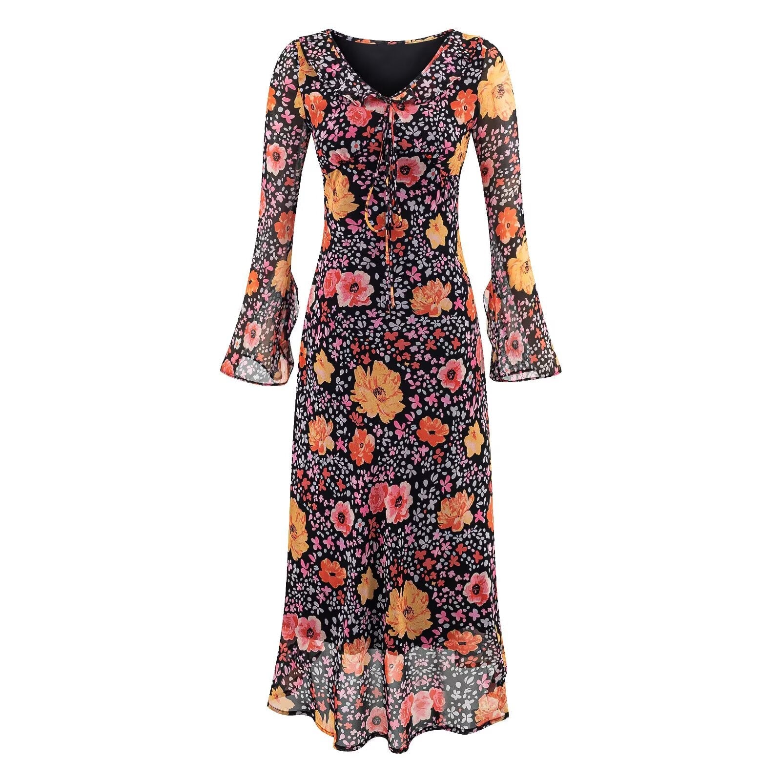 Autumn Women Long Sleeved Printed Midi Dress by Ragazza