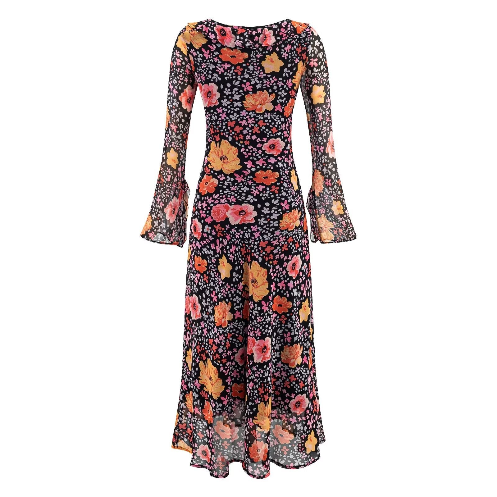 Autumn Women Long Sleeved Printed Midi Dress by Ragazza