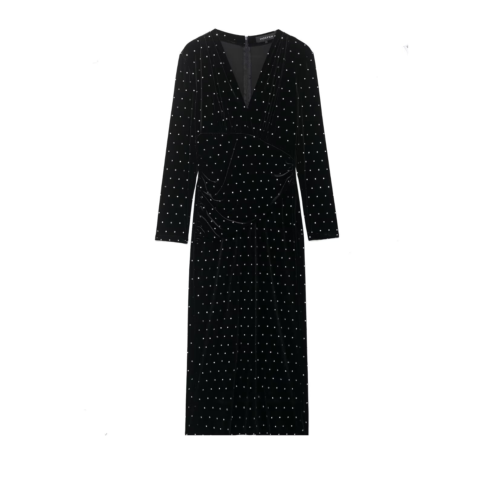 Women Clothing Autumn Bright Beaded Velvet Midi Dress by Ragazza