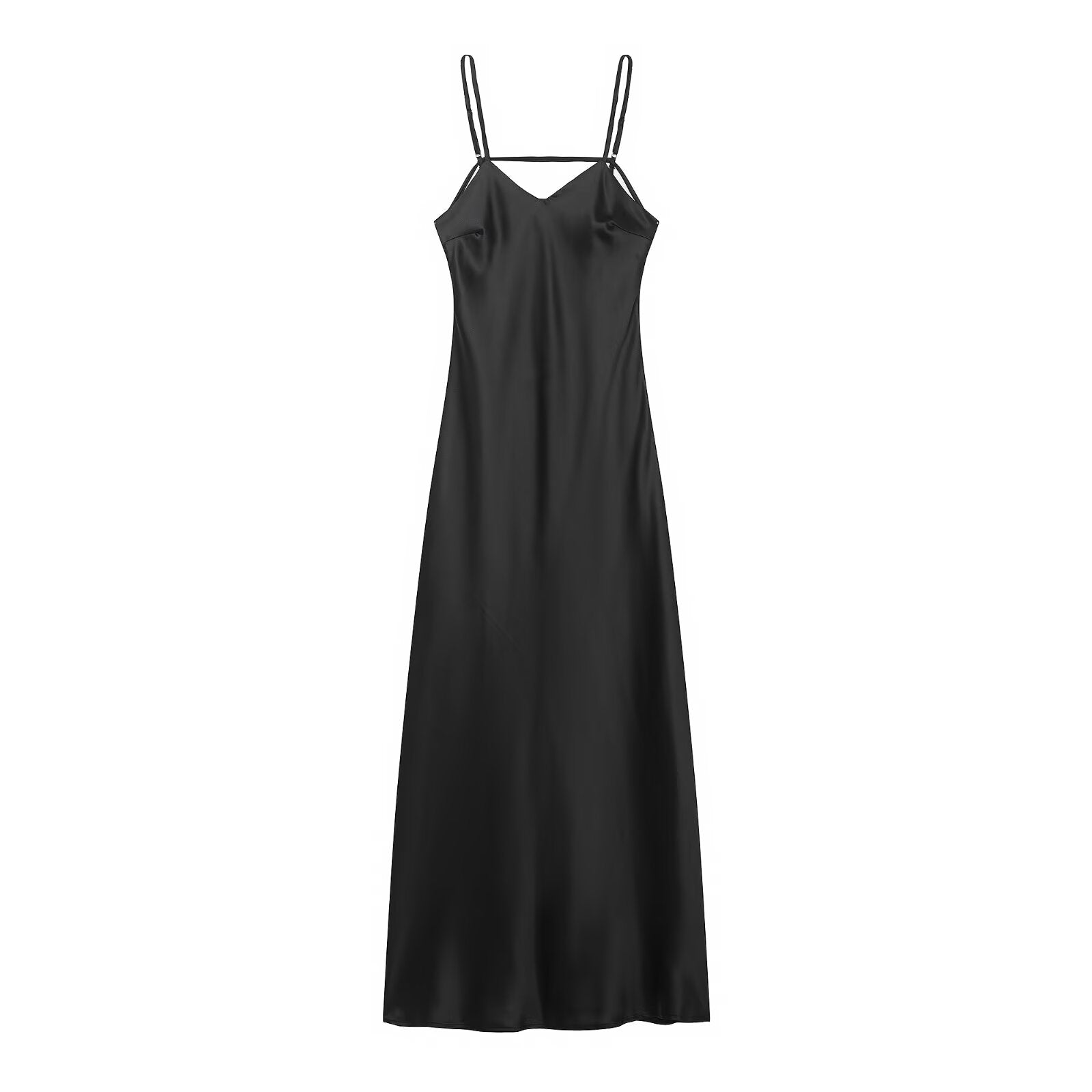 Autumn Silk Satin Texture Midi Skirt Dress by Ragazza